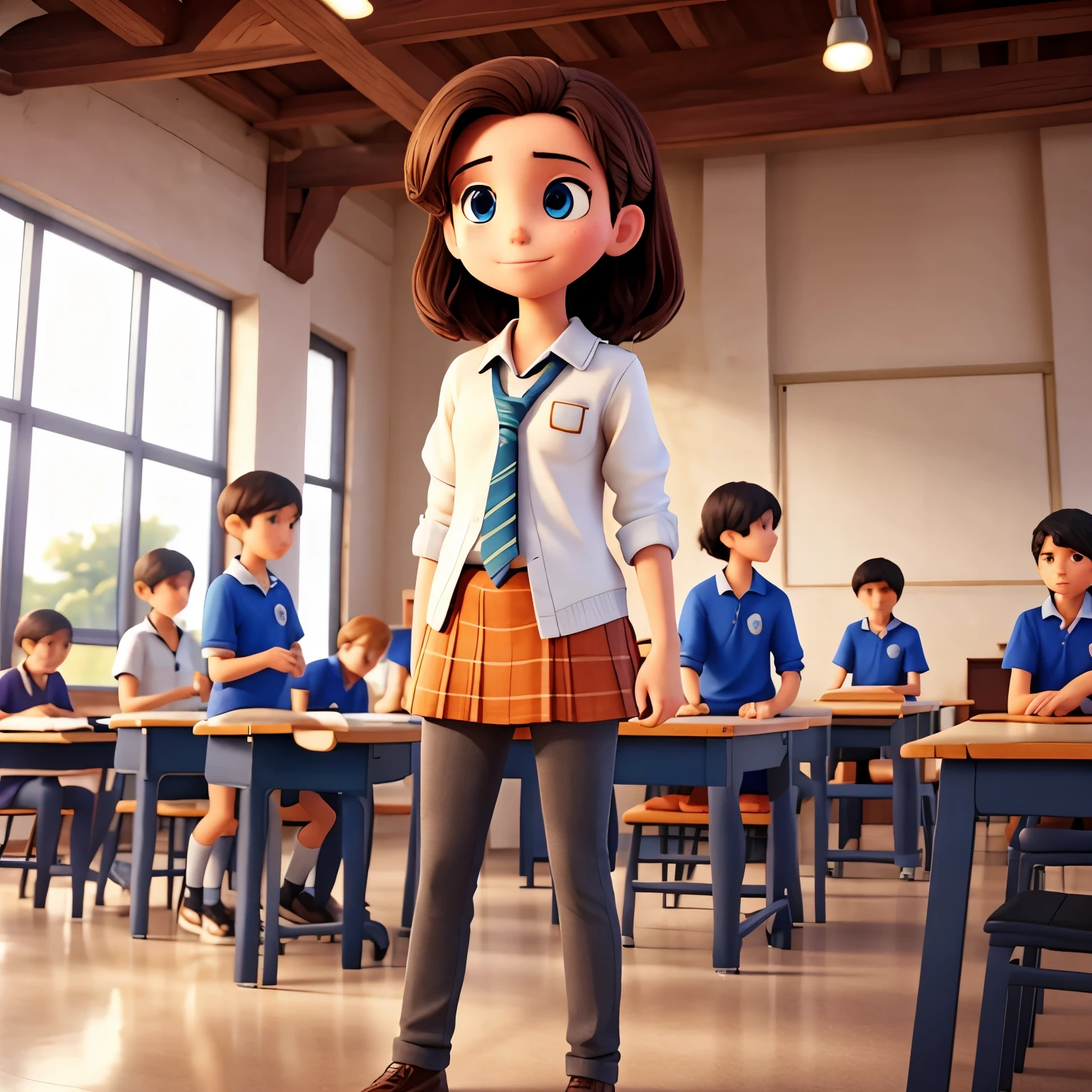 6 students standing. 