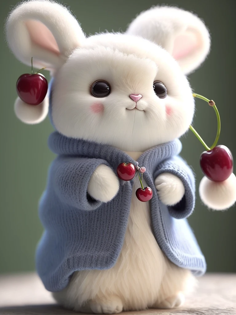 A fluffy bunny, ((sitting on its haunches)), ((realistic and lifelike)), holding a large, scrumptious cake in its paws, ((cake with whipped cream and cherries on top)), ((front view, clear focus)), soft lighting, highlighting the bunny's cute features and the intricate details of the cake, ((playful and adorable expression)), center image, high quality, photo taken with Nikon, vibrant colors, clear and sharp details, 4k, RAW format, XF IQ4, 100MP, 35mm, ISO 200, natural light, Adobe Lightroom, photolab