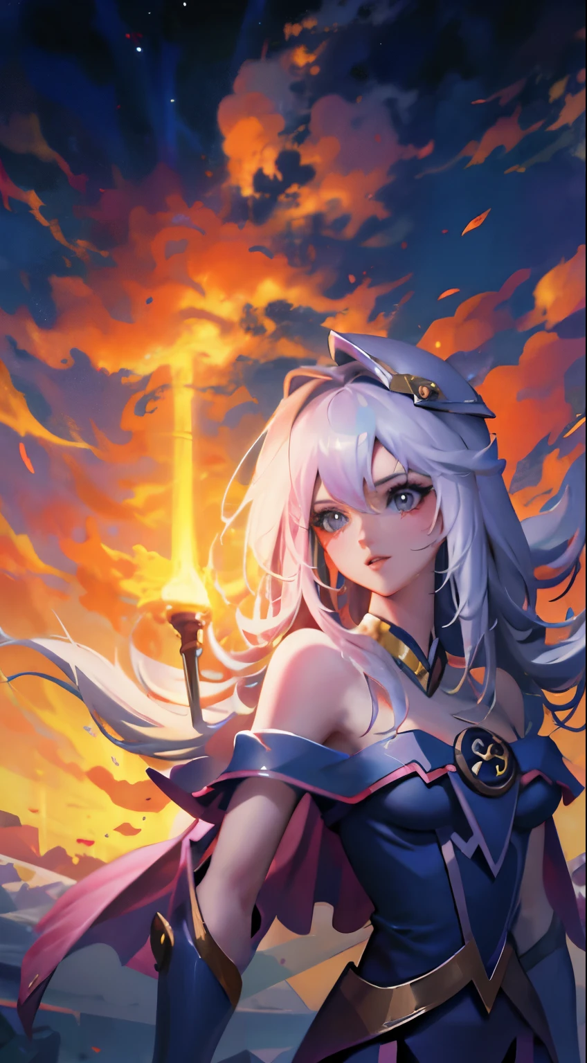 Chica anime con cabello blanco y armadura dorada sosteniendo una espada., Diosa del anime, retrato, caballeros del zodiaco, , Cushart Krenz Key Art Femenino, Arte detallado del anime digital, Artgerm extremadamente detallado, Deidad de pelo blanco, ilustraciones detalladas del anime, Artgerm y ArtStation Pixiv, anime fantasy illustrations, Arte detallado del anime, 2. 5 d cgi anime fantasy illustrations