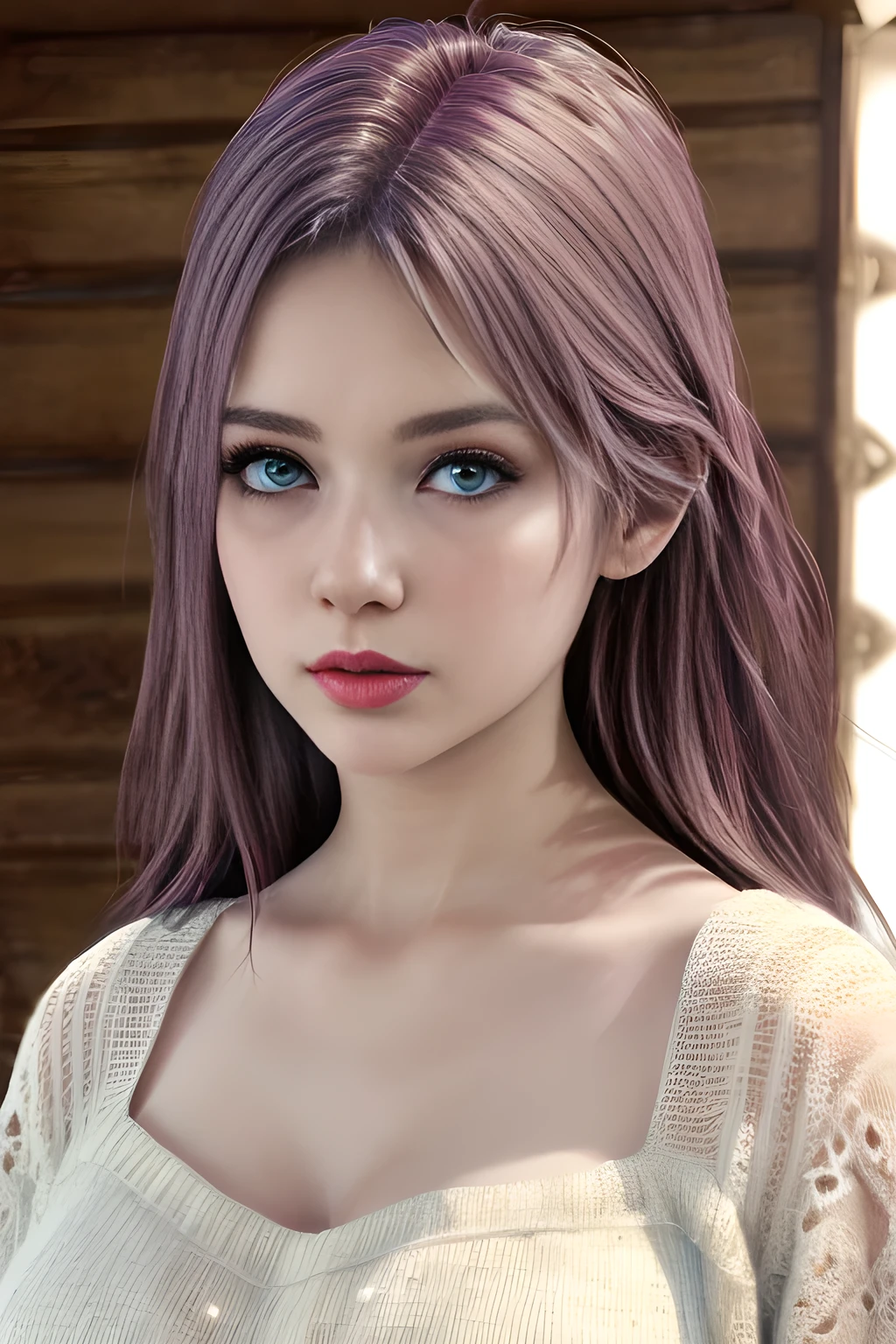 1girl, (best quality,4k,8k,highres,masterpiece:1.2),ultra-detailed,(realistic,photorealistic,photo-realistic:1.37), detailed eyes, detailed nose, detailed lips, sexy, top-down perspective, low-cut fluffy knitted white dress, elegant, detailed texture, warm fabric, under lighting, elise,