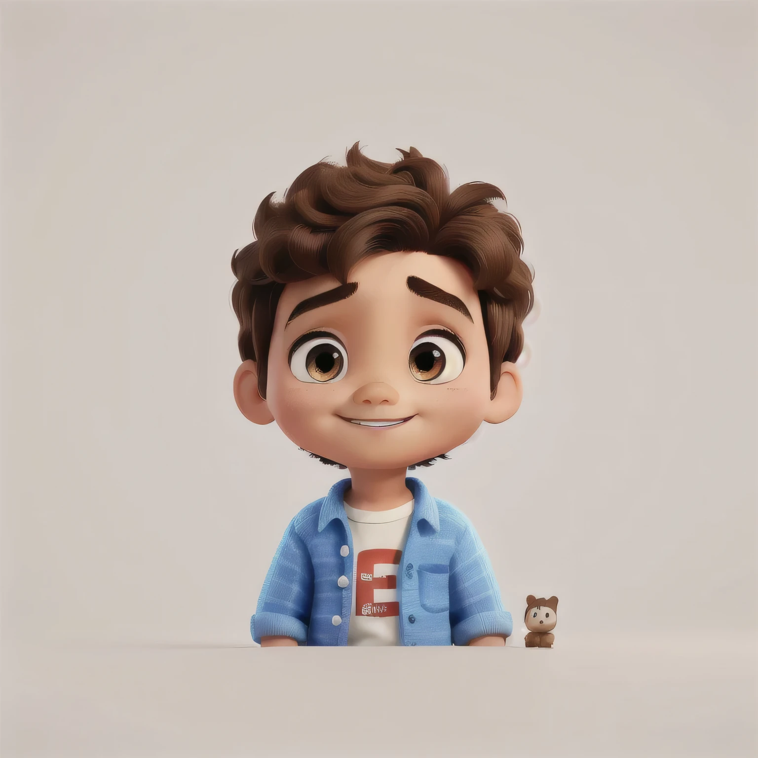little boy,Brown eyes and hair, big eyes,Round Face,cute,happy,Disney Pixar