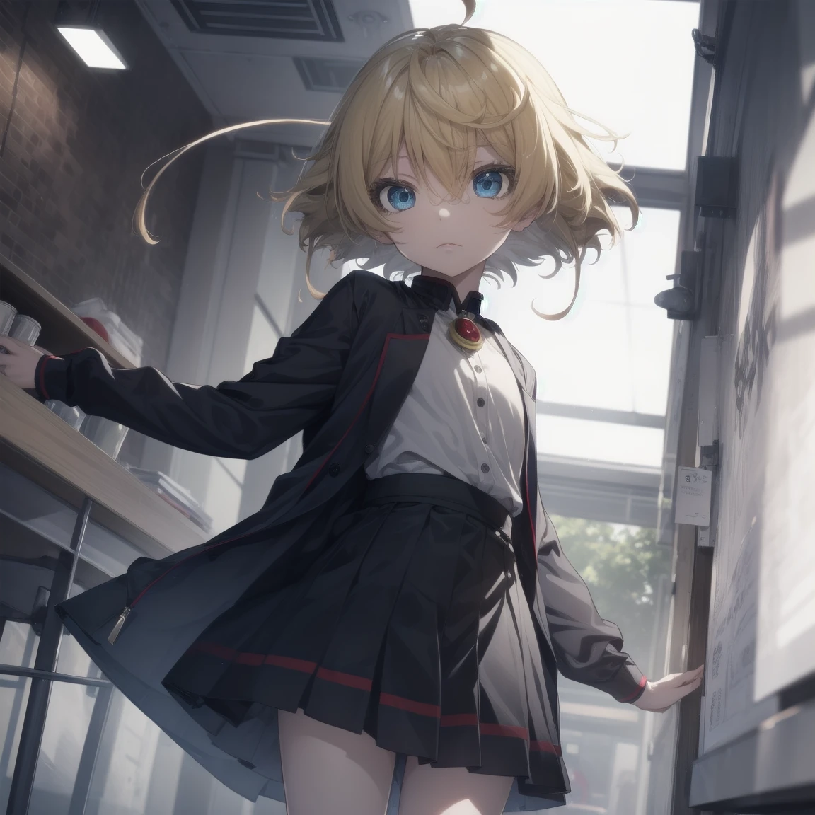 ultra-Top-quality by art God, ultra-detailed, high resolution, ai-generated, anime moe artstyle, best anime 8k konachan wallpaper, pixiv contest winner, perfect anatomy, break,(Please draw a girl walking sleepily to school alone. ),break, 1girl, (Solo,lolita, kid, 13-year-old:1.3),Full limbs, complete fingers,a junior high school student, androgynous charm, (very short hair), messy hair, flat chest, slim body, Small butt, groin, Small black eyes, beautiful detailed eyes, well-proportioned iris and pupils, expressive eyes,disgusted eyes, highres detailed hair, wearing schooluniform, (skirt),(Detailed Lighting), (Detailed background), in the School commute route. break,super detailed skin, Best lighting powered by famous artist, 8k, illustration,UHD, textured skin