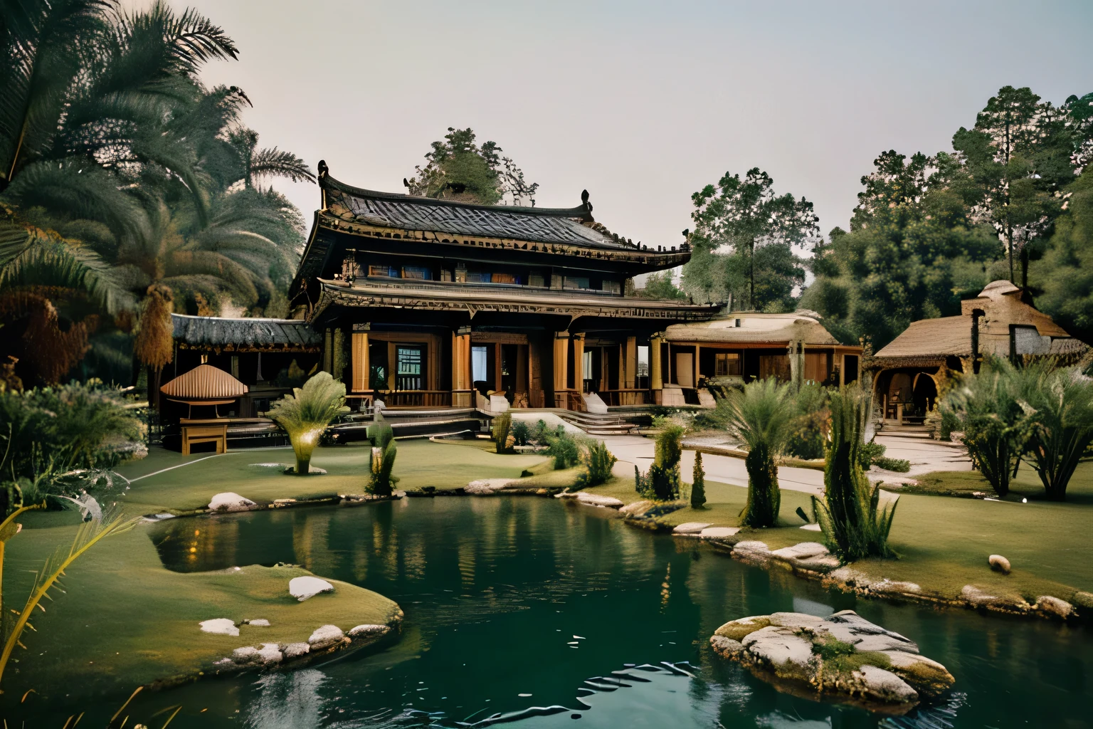 (otherworldly, otherworldly atmosphere, otherworldly appearance), highly insanely detailed, masterpiece, top quality, best quality, highres, 4k, 8k, RAW photo, ((ancient egyptian theme:1.2)), vivid colors, Homestay, Resort, Guest House, (fantasy world)