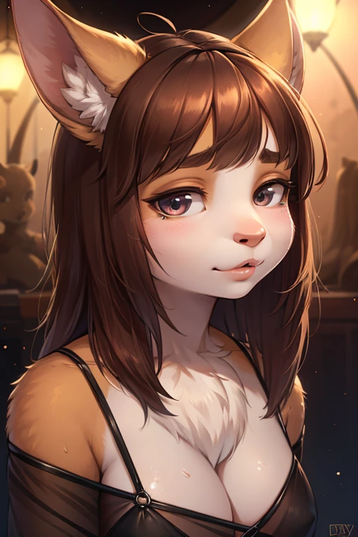 focus face , 2 girly satyrses , realistic hairy fur , round face , (tilt face:1.2) , loose , half-open eyes , Swollen cheeks , (glossy lips) , transparent large fabric