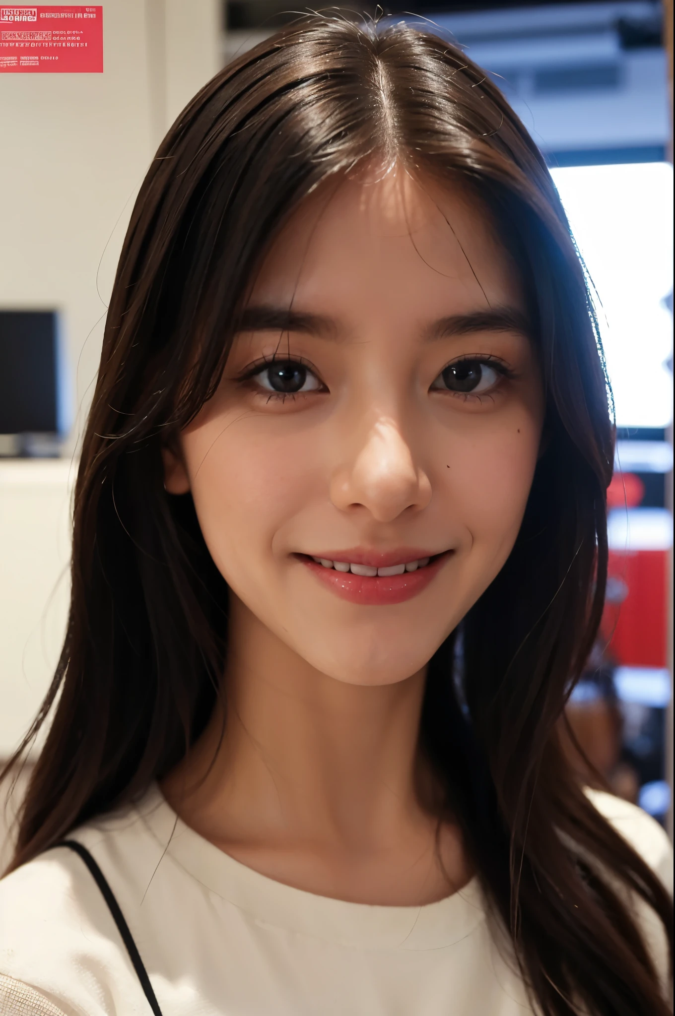 Posing for magazine photos in the studio, Fashion, {Upper Body | close up}, smile 0.5, looking at vewer,