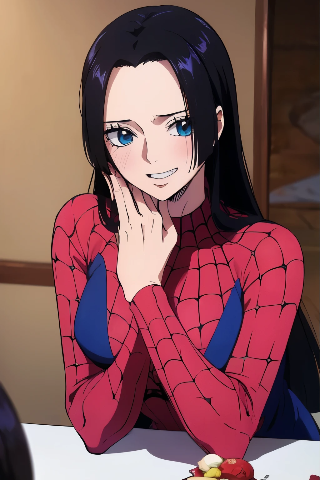 (((obra maestra))), (((Mejor calidad))), ((ultra detallado)), (highly detailed CG illustration), boa hancock, , (obra maestra:1.5), Foto detallada, ella lleva un traje de Spiderman,ajustado,sonriente,cuerpo entero, sexy, (Mejor calidad: 1.4), (1 chica), Hermoso Face, (pelaje negro, ancho: 1.3), Hermoso Hairstyle, ella usa un traje de spiderman, Hermosos detalles ojos, (Piel realista), Piel hermosa, absurdo, atractivo, Ultra high resolution, High Definition, (excitado sexualmente:1.5), piel blanca rosada, cool white light, pose sexy, Hermoso , Fondo blanco, luz blanca suave rosa,lleva un traje de Spiderman, , {inside the room|exteriores|fondo simple},(Sin correa para el hombro:1.3),(ebrio:1.7)) (por el WAVY:0.8), pelaje negro,(blue eyes),pechos grandes,sonrisa, (Estar rojo en la cara:1.4),mira a la camara, lleva un traje de Spiderman,traje de Spiderman,sexy,ajustado,mallas spiderman ajustadas,