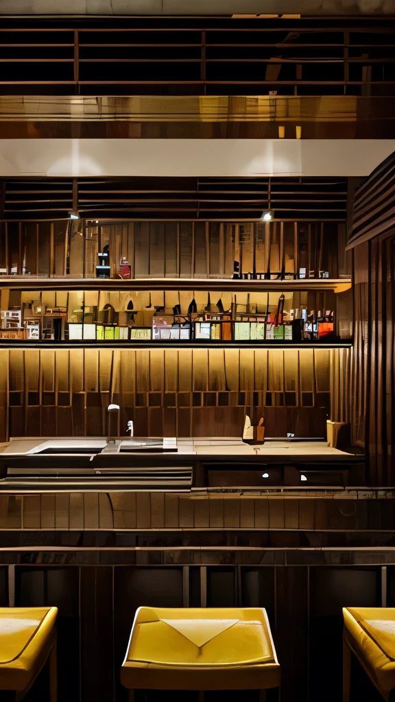 Empty bar、bar counter、2One Glass、Whiskey on the rocks、Pair of glasses、background、high resolution