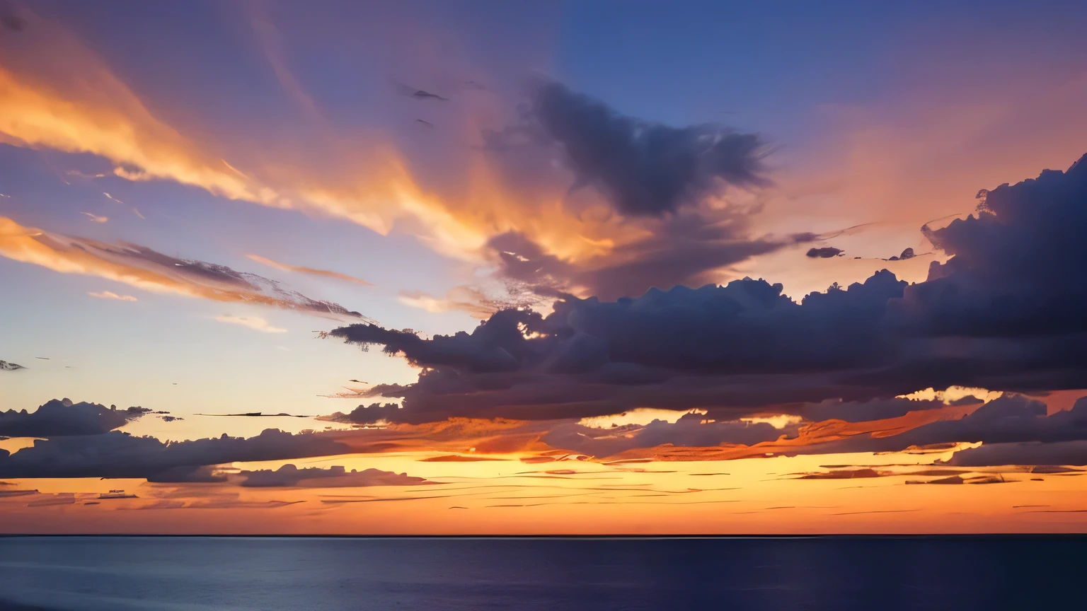 high quality, Evening sky, cloudy, (cloud), sunset, Orange sky, scenery,
