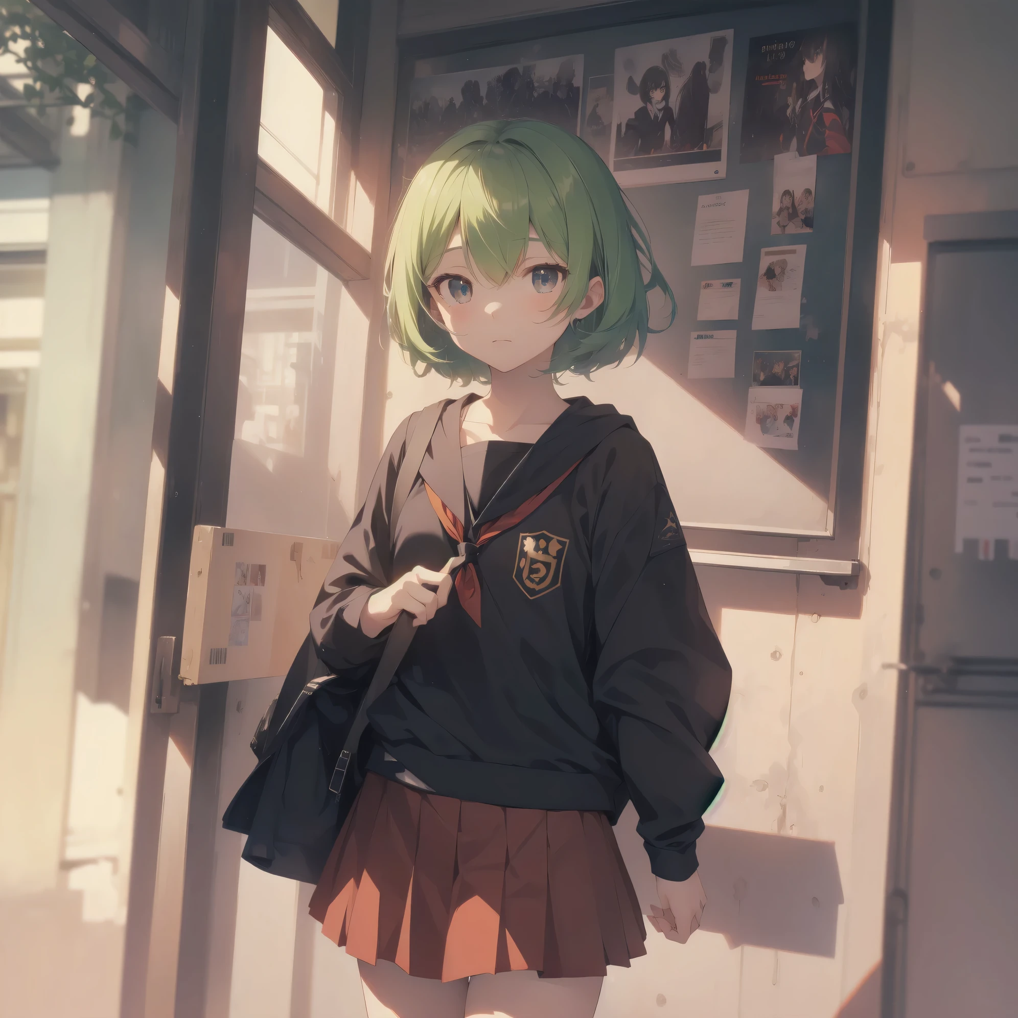 ultra-absurdres-Top quality by artist God, ultra-detailed, high resolution, anime moe artstyle, best anime 8k konachan wallpaper, pixiv contest winner, pool:2810, perfect anatomy,break, 1girl, (Please draw a girl walking sleepily to school alone. )break,(Solo,little female, 13-year-old:1.3),Full limbs, complete fingers,a junior high school student, (very short hair), short cut, flat chest, , small butt, small black eyes, beautiful detailed eyes, well-proportioned iris and pupils, expressive eyes, highres detailed hair, soft expression, salor school_uniform, sailor collar, serahuku, bow, pleated skirt,(Detailed Lighting), (Detailed background), in the School commute route. break,super detailed skin, Best cinematic lighting powered by famous artist, 8k,beauty illustration,photoshop_(medium),very aesthetic,break,((artist:carnelian )), artist:akinashi yuu ,artist:oyari ashito ,artist:kantoku ,