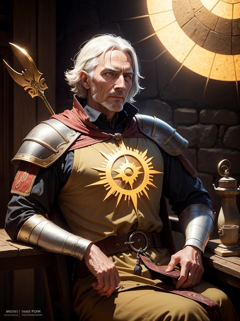 A mediaeval man talking to the sun for more power