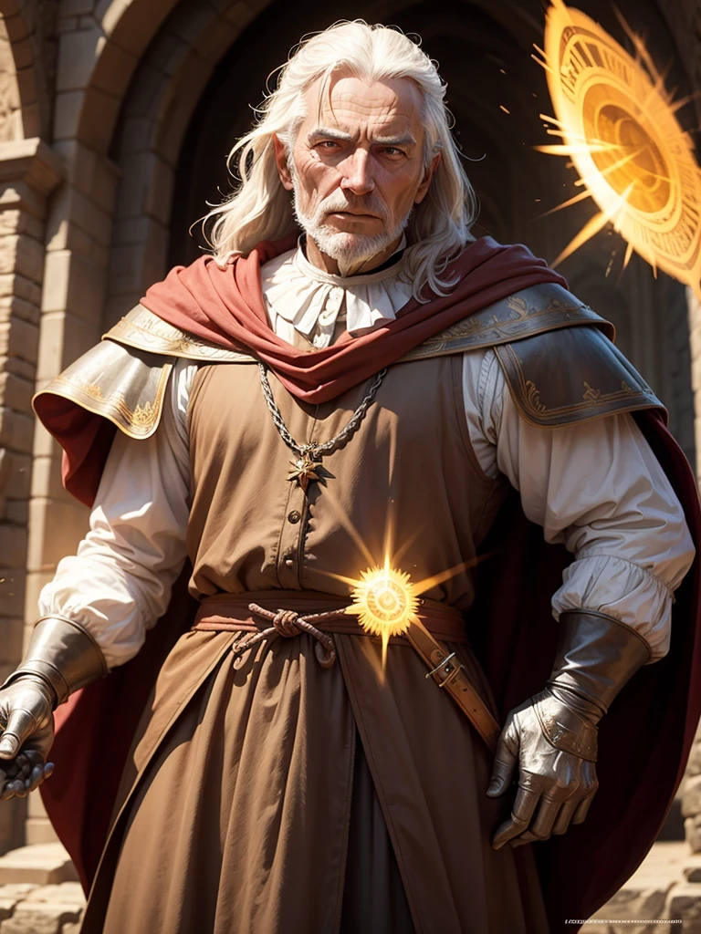 A mediaeval man talking to the sun for more power