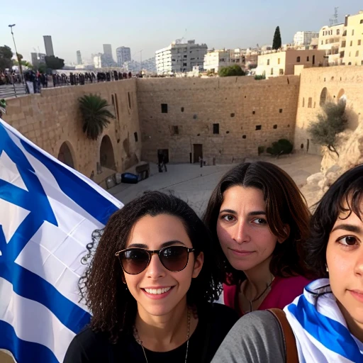 group of israeli people gathered, focus on face.