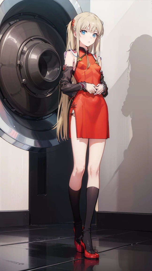 woman,Full body photo, ((Bright room in the middle of the day. ))) Best image quality, high quality, The background is clear,きれいなwoman, Japanese, detailed, detailed eyes, detailed skin, Beautiful Skin, 超High resolution, (reality: 1.4),とても美しいwoman, 、15 years oldd、A little yoBeautiful Skin, thin, (Ultra-photorealism), (High resolution), (8k), (非常にdetailed) (Beautiful and detailed eyes), (非常にdetailed), (detailed face), Displaying the viewer, Fine details, detailed face, Staring straight ahead, Staring straight ahead, Photo Real, Baby Face,Hairstyle: Twin tails、Blonde、smile,(((Asuka Langley Soryu、Red Mini Cheongsam)))(Flat chested,)(((flat chests,)))((smile,))hair over one eye, from below,