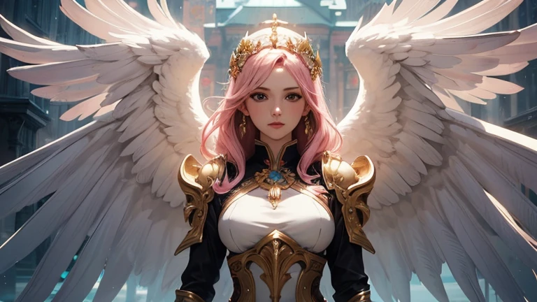 surrealism, High detail, Cinematic lighting, Ray tracing, angle of view, Eye level shots, hyper HD, Masterpiece, Textured skin, 4K, Best quality Close-up of woman with skull on shoulder, Anjo majestoso de whole body, Girl Angel Knight, angel in plastic armor, tall female angel, Beautiful angel girl ciborgue, beautiful female priest, Cushart Krenz Womenswear Key Art, Seraph, Shadowverse character concept, goddess. Extremely high detail, ( ( Character Concept Art ) ), Alafi angel with golden wings walking on the street, Anjo majestoso de whole body, super Wide Angel, Wide Angel shot, Wide Angel, Epic Angel Wings, 电影goddesswhole body照, epic angle and pose, angelica, Thick, Warm, share, Beautiful angel girl, Beautiful Angel, Long distance shot of tall angel, foto gigante e impressionante da goddess, woman with pink hair, whole body, whole body, Looking at the camera, Gurwitz&#39;s styleless artwork, ! sonho Ategum, Louis van Baarle Ross, estilo de arte Realist, IG Model | Ategum, Rose Tran, Inspired by Rostland, estilo Ategum, Ategum e atey ghailan, Gilded alafi in front of building, Angel Golden Armor, unreal motor render Knights of the Zodiac, Deusa Durada Atena, Like a mysterious Valkyrie, Gorgeous role-playing, Deusa Grega Atena, usando Golden armor, 3 d goddess minerva, Knights of the Zodiac, - Moon jewelry on forehead, Angry expression, Sad expression, Sailor Moon, Golden armor,  ([Long hair]:1.8), (whole body:1.8), (站立whole body像:1.8), (Upper Body向上:0.3),portrait, , middle Ages, Classicism, Andrey Atroshenko-Estillo, painting, traditional media, Realist, Delicately symmetrical eyes, Detailed beautiful face, Figurative, fine art, 布面油painting, HDR, 8k, Original Characters, high resolution, high detail, Focus on the face, portrait, , middle Ages, Classicism, Andrey Atroshenko-Estillo, painting, traditional media, Realist, Delicately symmetrical eyes, Detailed beautiful face, Figurative, fine art, 布面油painting最好的质量, Huge breasts, 棕色Long hair, blue eyes, tight white dress, Sunset, Upper Body, Sexy, Angelic, Thin fabric, see through, Divine Light, Fluffy clouds,