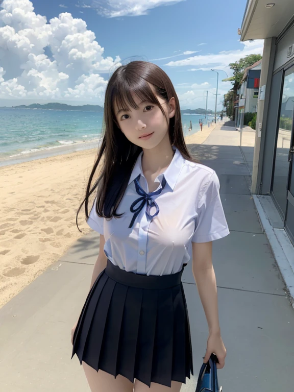 Full body nudeの女の子2人 , , smile, blue eyes, Tabletop, highest quality, become close, in addition, Girly Running,
, Full body nude,((((とても透けたthinタイトな濃紺の制服:1.9)))),skirt, Beautiful breastsの胸が出る, On the way to school, (thin:1),Smooth skin,
Japanese, Beautiful breasts(((Long nipples are clearly visible))), Vulgarity, The wind is blowing, Sky Blue Seaside
