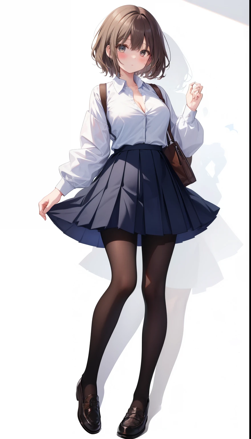 One Girl、Positive、From above、Full body portrait、Brown haired、Medium Haircut、blush、Absolute area、Knee socks、stockings、pantyhose、レースpantyhose、White underwear、Cleavage、Light blue cut shirt、Unbutton your shirt、Navy blue checkered pleated skirt、Very short skirt、Inside the school、Daytime、(Very big boobs)、((Full Body Lesbian))、masterpiece、(highest quality)、
Panties around the ankles、loafers