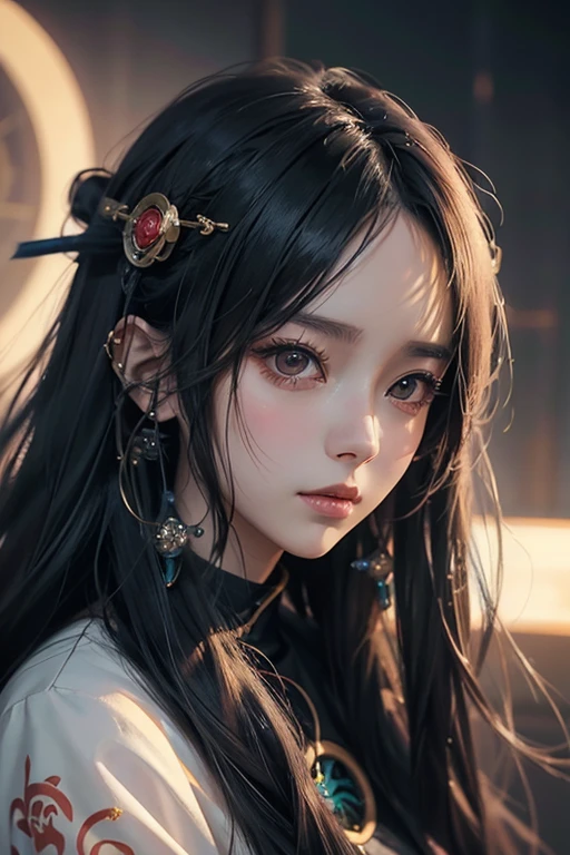 a close up of a woman with a very long hair, artwork in the style of guweiz, stunning anime face portrait, beautiful anime portrait, anime inspired, guweiz, detailed portrait of anime girl, beautiful anime style, trending on cgstation, anime styled, portrait of an anime girl, fantasy art style, anime realism style, the style of wlop