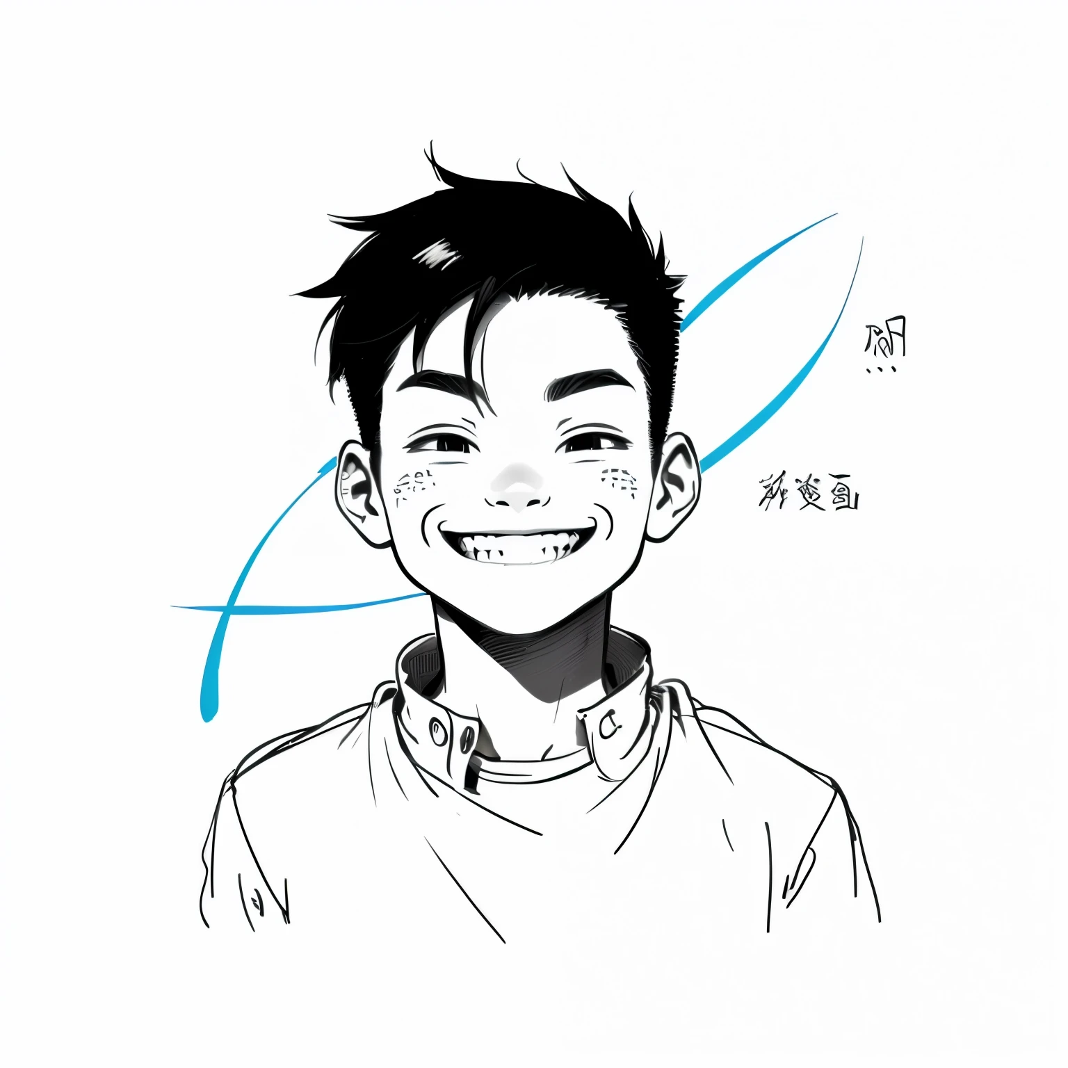 Cartoon image of a boy with a cheerful smile, My character portrait, My character concept portrait, Simple cartoon style, A cute and slightly ruffian smile, Cartoon Portrait, A bit of a scoundrel smile, 2d portrait, Eyes looking forward，Without glasses，Portrait, Inspired by Ryan Yee, Half-length portrait, Portraits, Spiritual inspiration comes from Goro Fujita, Inspired by Jason Chan, Line art portrait，Hairstyle differential front stab three-dimensional effect，Handsome，The face is neat，Wearing a casual hooded sweatshirt。