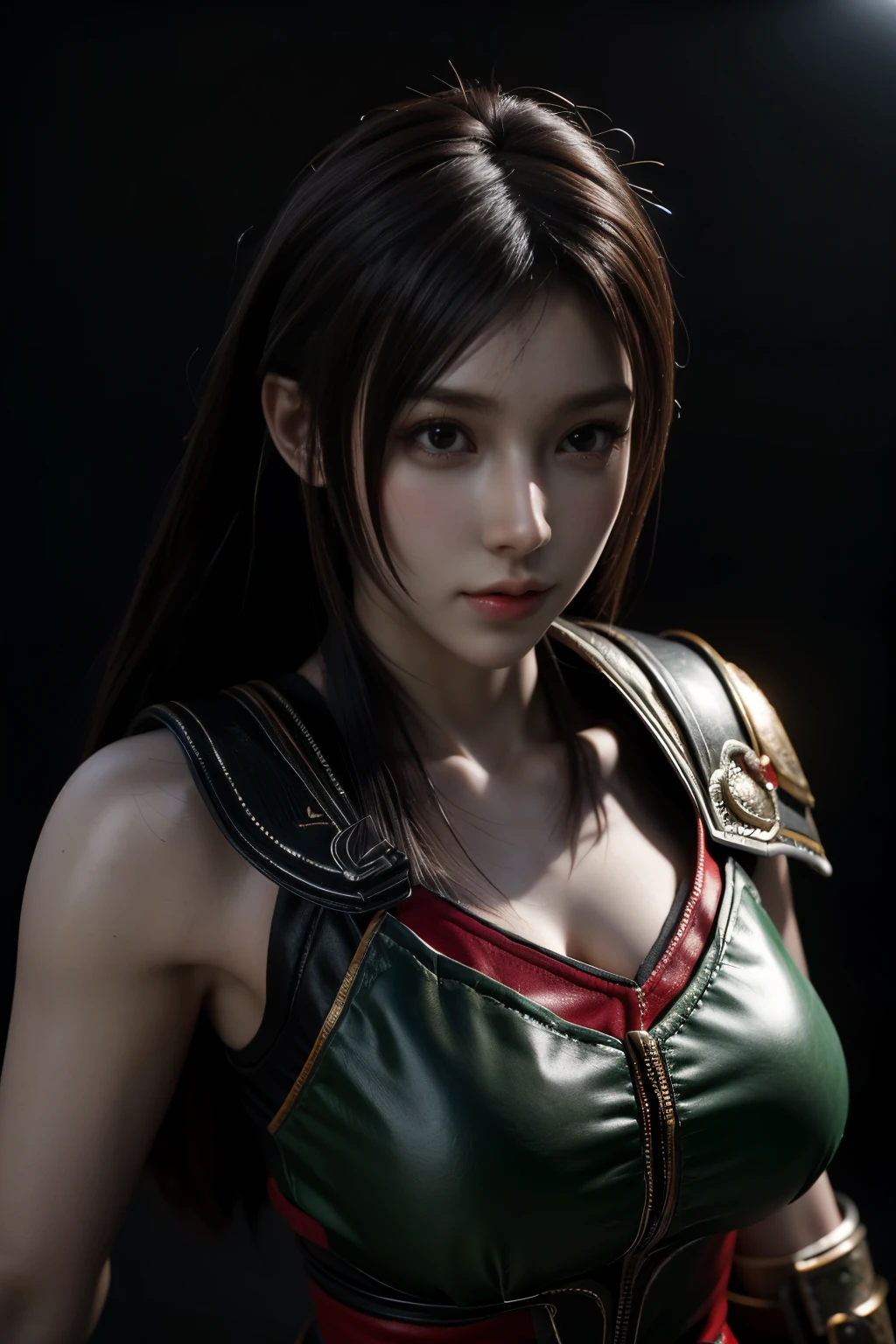 Game art，The best picture quality，Highest resolution，8K，(A bust photograph)，(Portrait)，(Head close-up)，(Rule of thirds)，Unreal Engine 5 rendering works， (The Girl of the Future)，(Female Warrior)， 
20-year-old girl，((Hunter))，An eye rich in detail，(Big breasts)，Elegant and noble，indifferent，brave，
（Medieval-style fur combat clothing，Glowing magic lines，Animal skin clothing with rich details,Red and white），Medieval Lady Knight，Medieval ranger，
photo poses，simple background，Movie lights，Ray tracing，Game CG，((3D Unreal Engine))，OC rendering reflection pattern