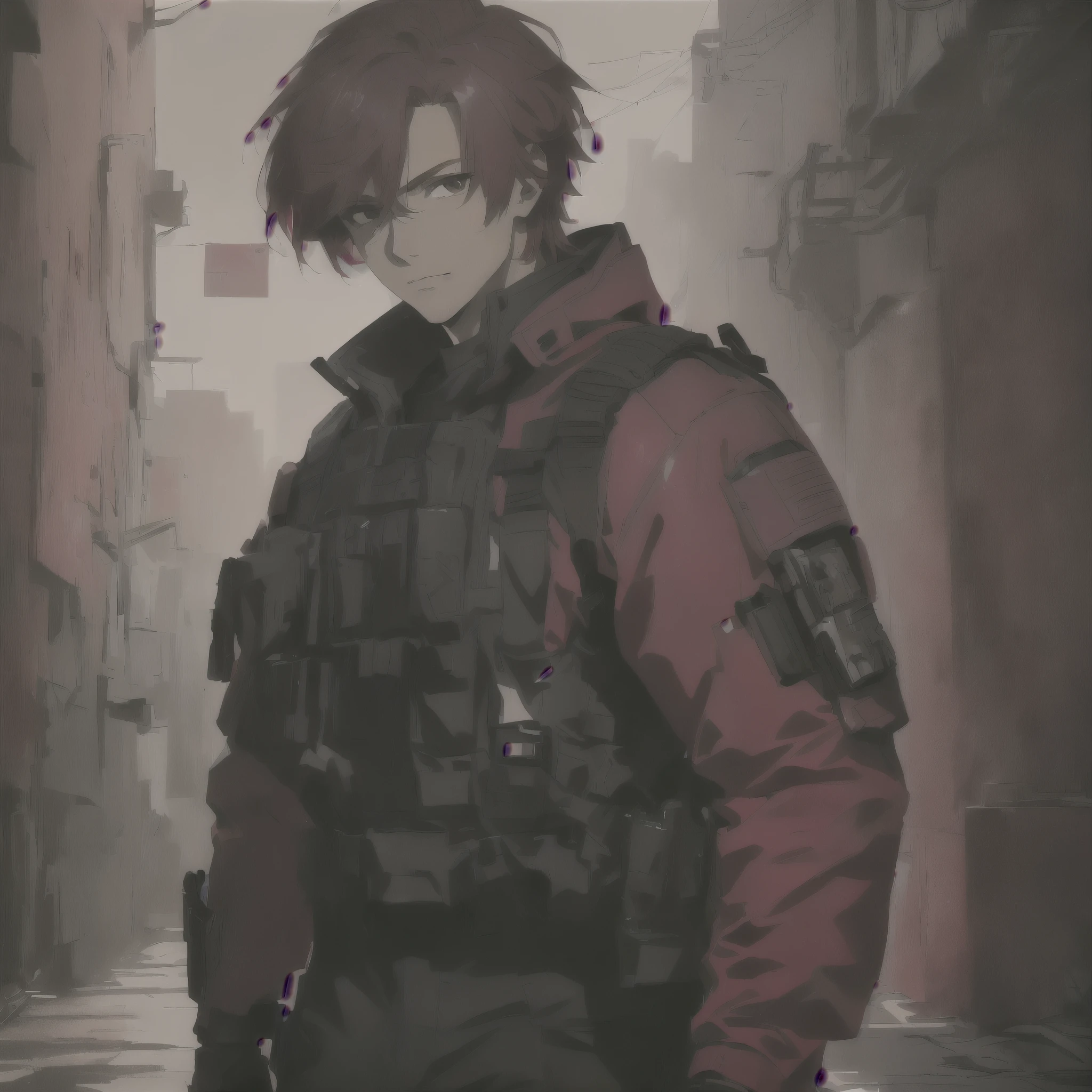 1 male, red hair , young adult, tactical, handsome, extremely detailed, highest quality, top quality, official art, 4k, 