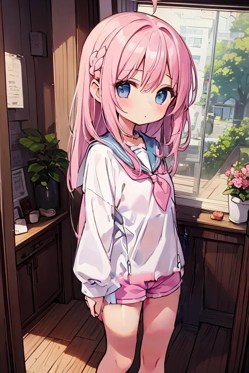 Pink culotte shorts、Wide-legged shorts