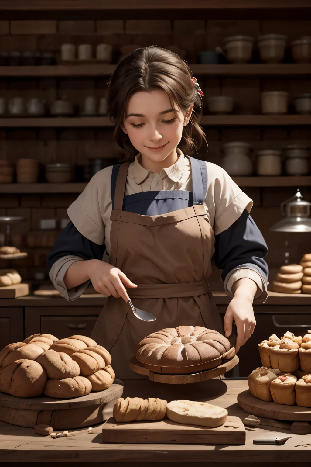 best quality, masterpiece,a baker's shop in a city in the early Middle Ages