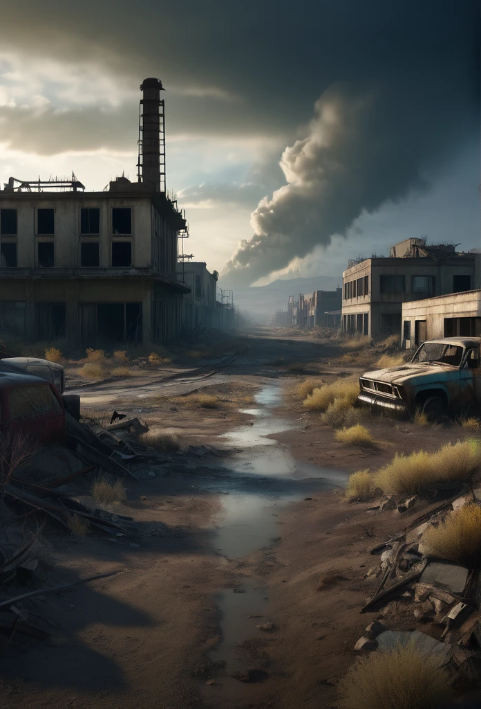 (best quality,4k,8k,highres,masterpiece:1.2),ultra-detailed,(realistic,photorealistic,photo-realistic:1.37),nuclear weapons,fallout 4,radiation,desolate wasteland,vivid colors,dystopian,destroyed buildings,smoke and debris,post-apocalyptic,ruins,barren land,ominous sky,dangerous creatures,radioactive glow,crumbling civilization,darkatmosphere,hopelessness,desperation,desolation,loneliness,survival struggle,overgrown vegetation,decayed infrastructure,ashen ground,mutated flora and fauna,deteriorating society,isolated survivors,scarred horizon,haunting silence,abandoned cities,vast emptiness,void of life,ruined civilization,shadowy figures,remnants of human existence,dreadful ambiance,harsh and unforgiving reality,bleak outlook,apocalyptic wasteland,ominous presence,apocryphal