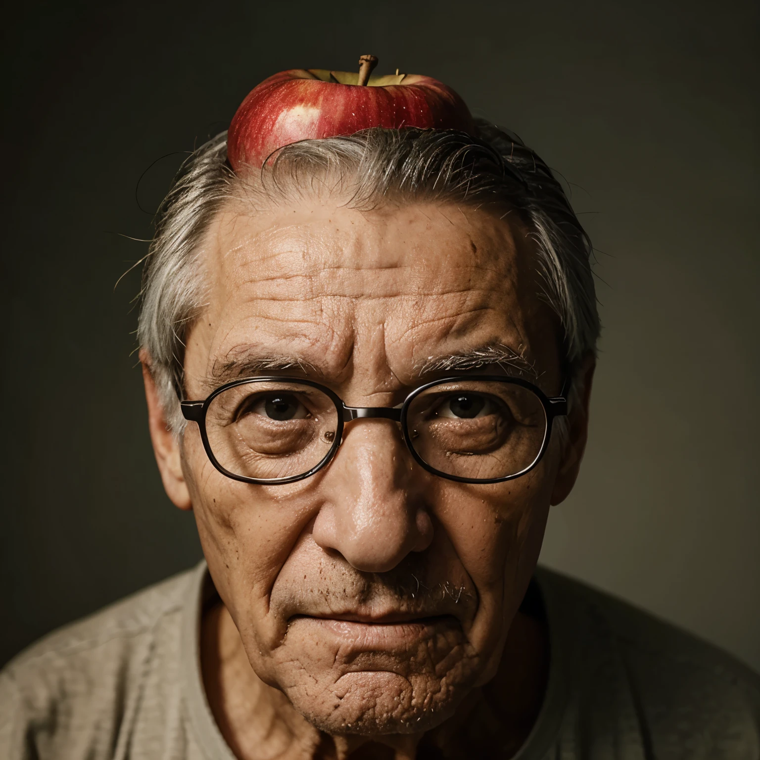 short elderly man with the top of his skull like an apple 