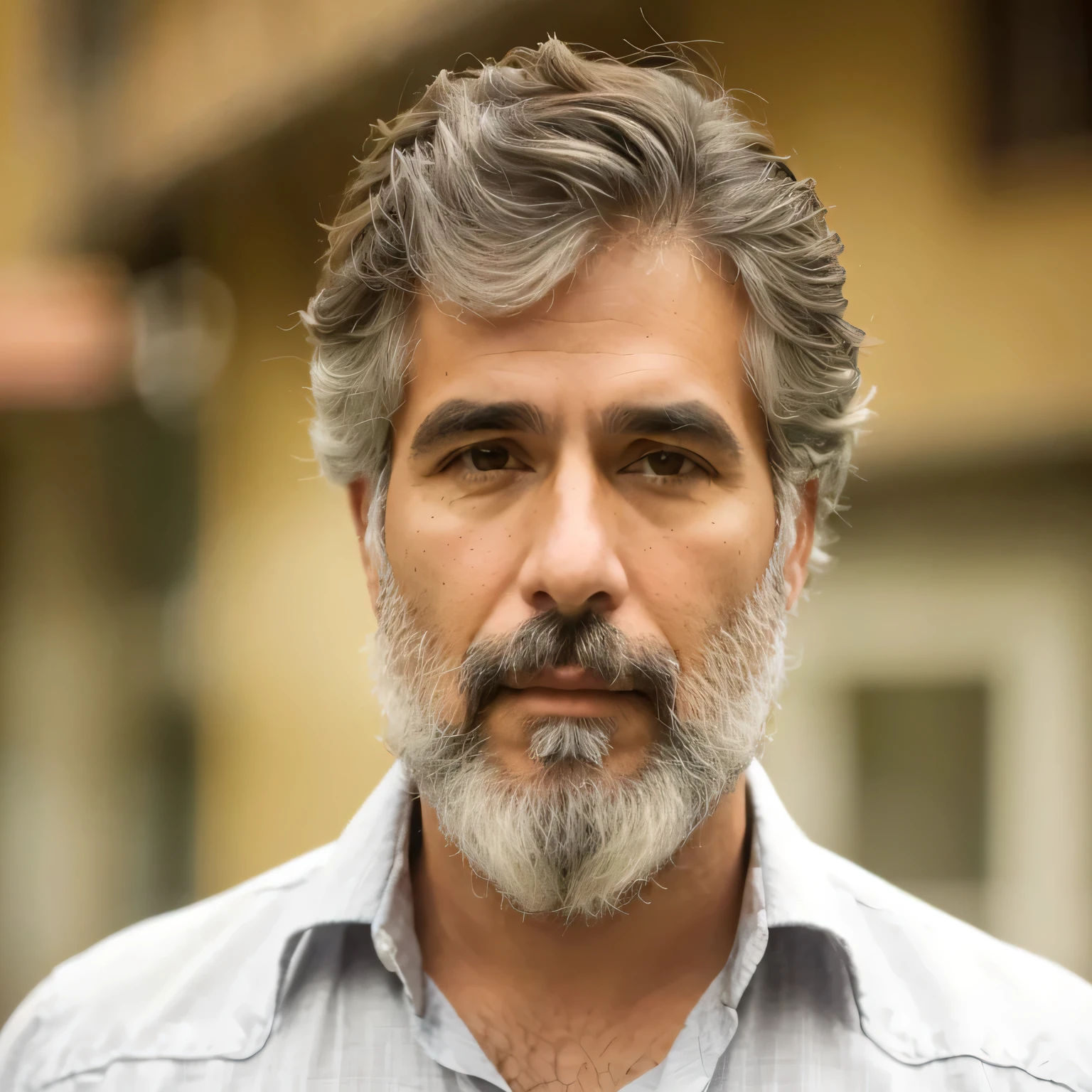 there is a man with a beard and a shirt on, Cabelo e barba grisalhos, alguns cabelos grisalhos na barba, barba grisalha aparada, barba grisalha, alessandro barbucci, homem de cabelos grisalhos escuros, ele tem barba e cabelos grisalhos, Pablo Dominguez, Paulo Eleuteri Serpieri, Carlos Samuel Araya, stefano brunesci, barba grisalha