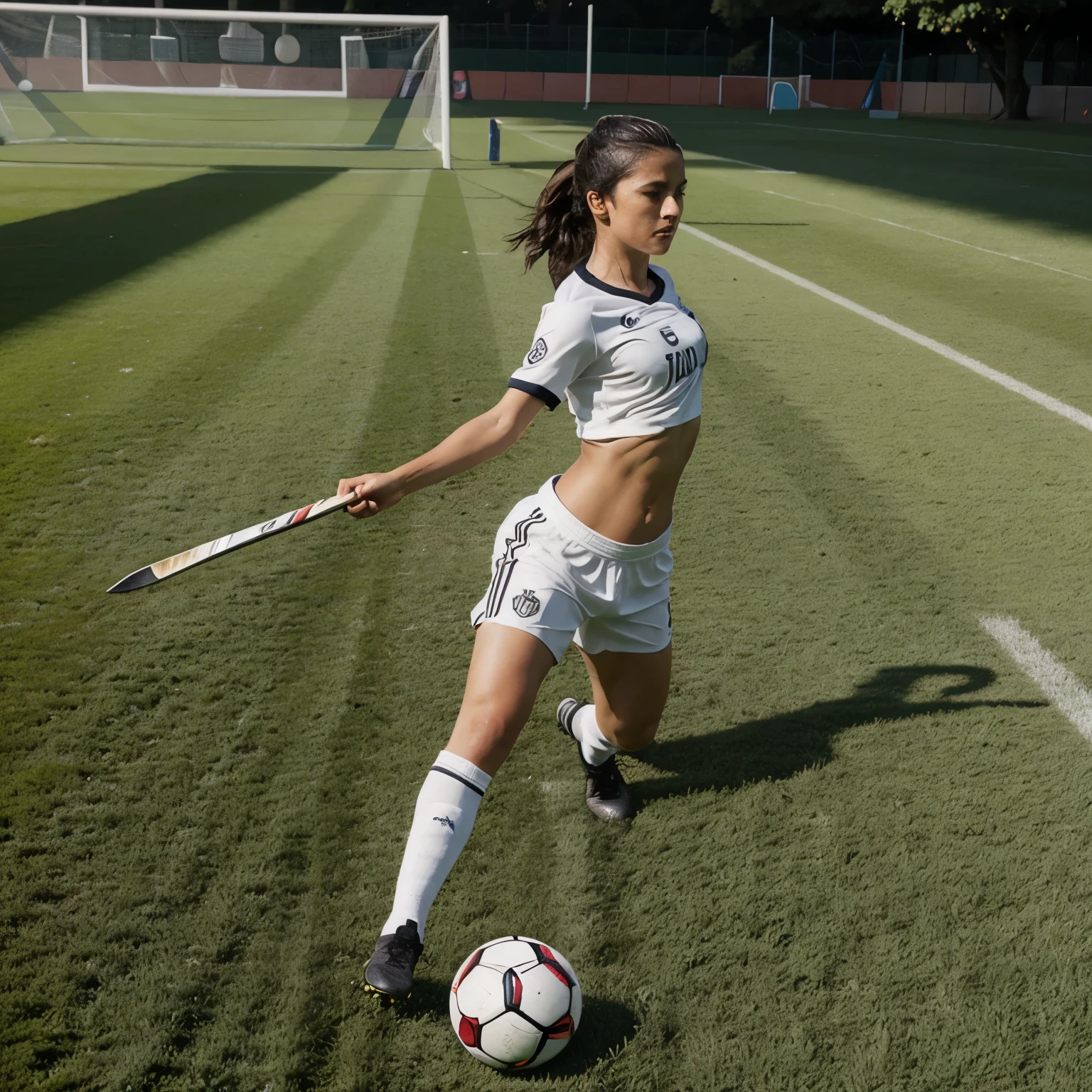 Logo de futbol con una letra MP que salga una espada