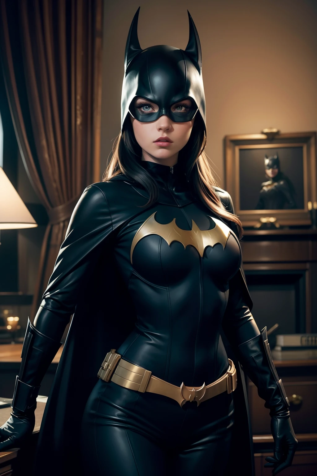Batgirl, a captivating character from the DC Comics animated series, portrayed in dark colors by acclaimed artist Brian K. Bradbury. This masterpiece showcases the Best Quality and realistic depiction of Batgirl in a cool, mysterious ambiance. The intricate details and masterful shading create an engaging and immersive experience. The image, a 1080p high definition, displays Batgirl in her iconic suit, poised with an air of determination and intensity. The dark colors envelop her figure, enhancing the dramatic effect and adding depth to the composition. S2, a dedicated fan of Brian K. Bradbury's work, proudly showcases this captivating piece within