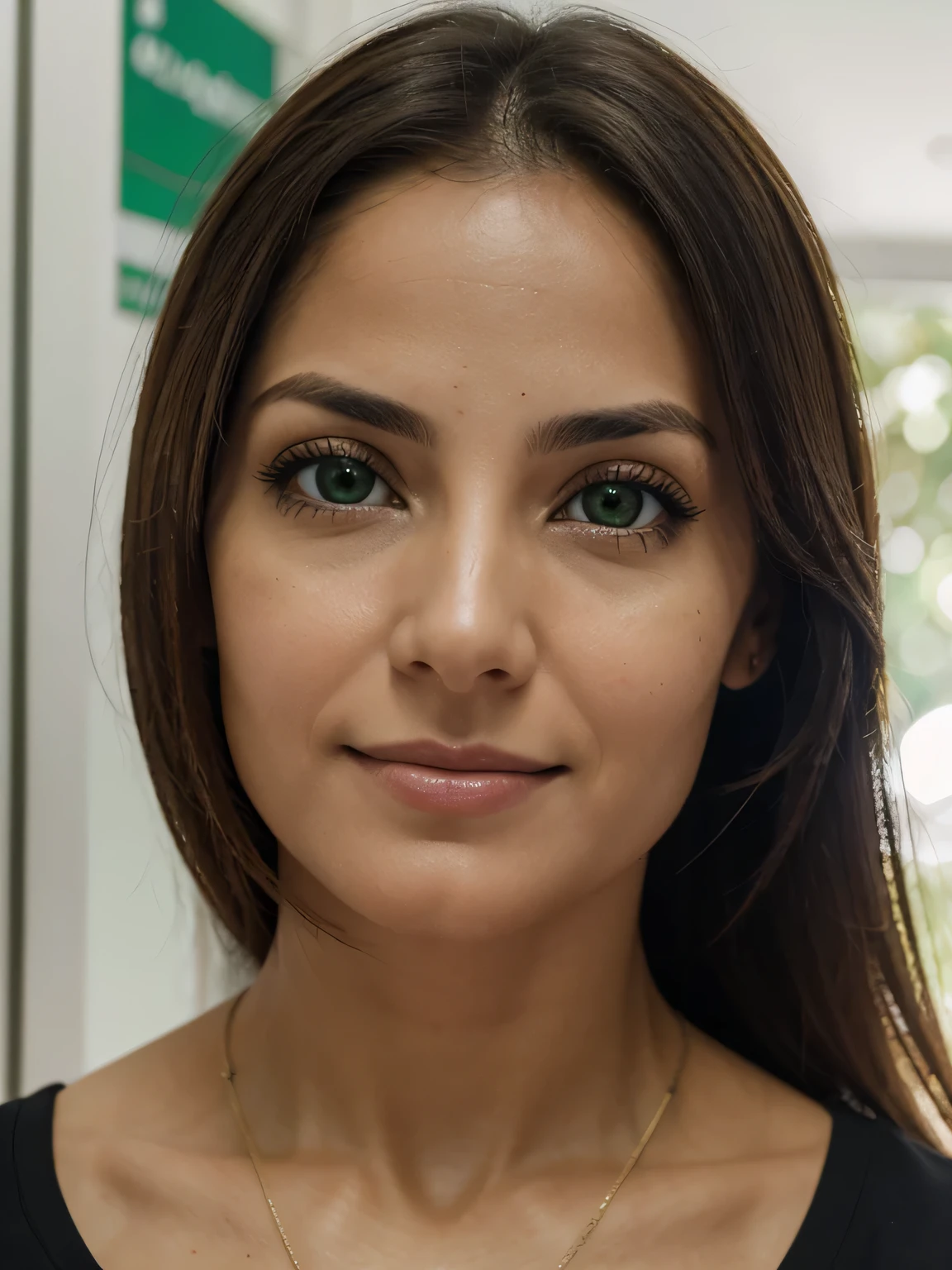 fotografia de uma mulher de 28 anos, ultra realista), (front position), (olhos verdes claros), cabelos castanhos claros, sardas pelo corpo, camisa social preto, clinical psychologist