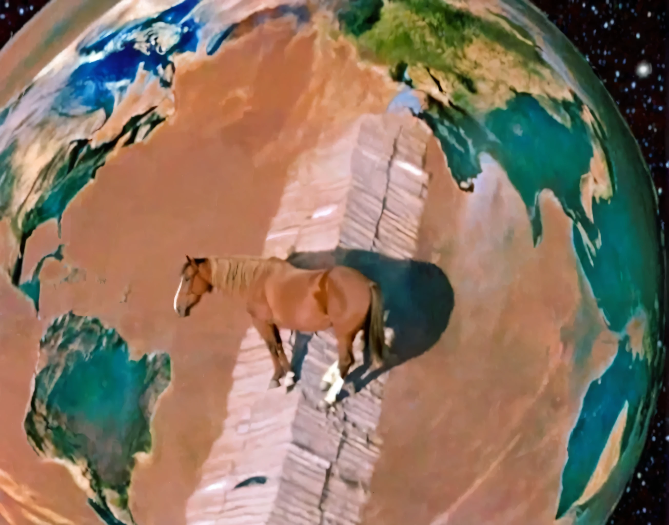 Um cavalo em cima do planeta Terra