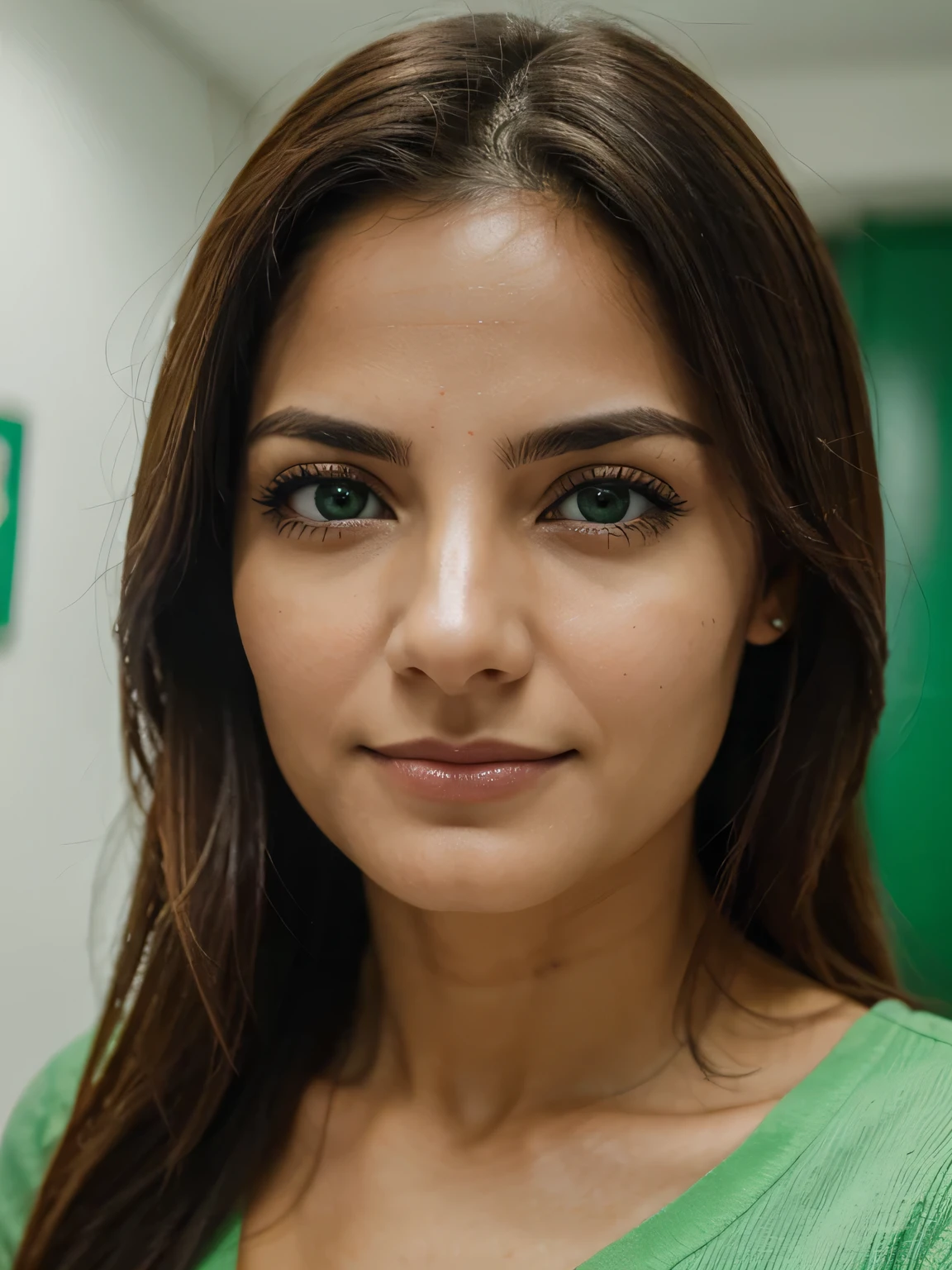 fotografia de uma mulher de 28 anos, ultra realista), (front position), (olhos verdes claros), cabelos castanhos claros, sardas pelo corpo, camisa social preto, clinical psychologist