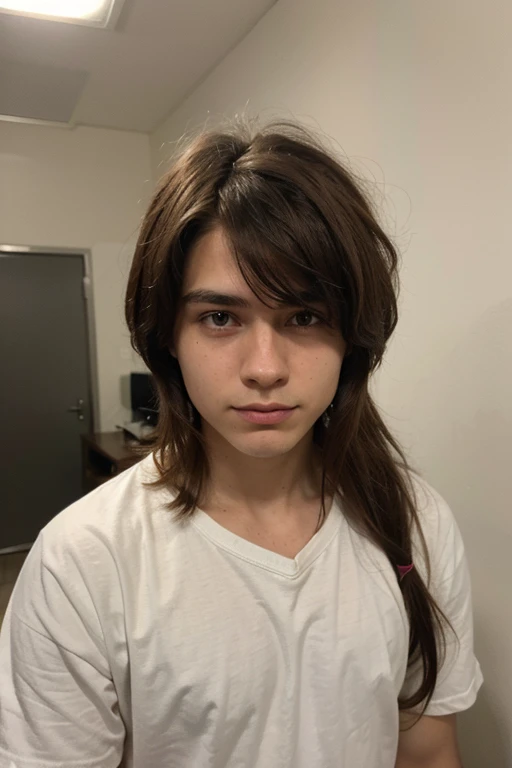 Homem de 20 anos ,cabelo liso curto