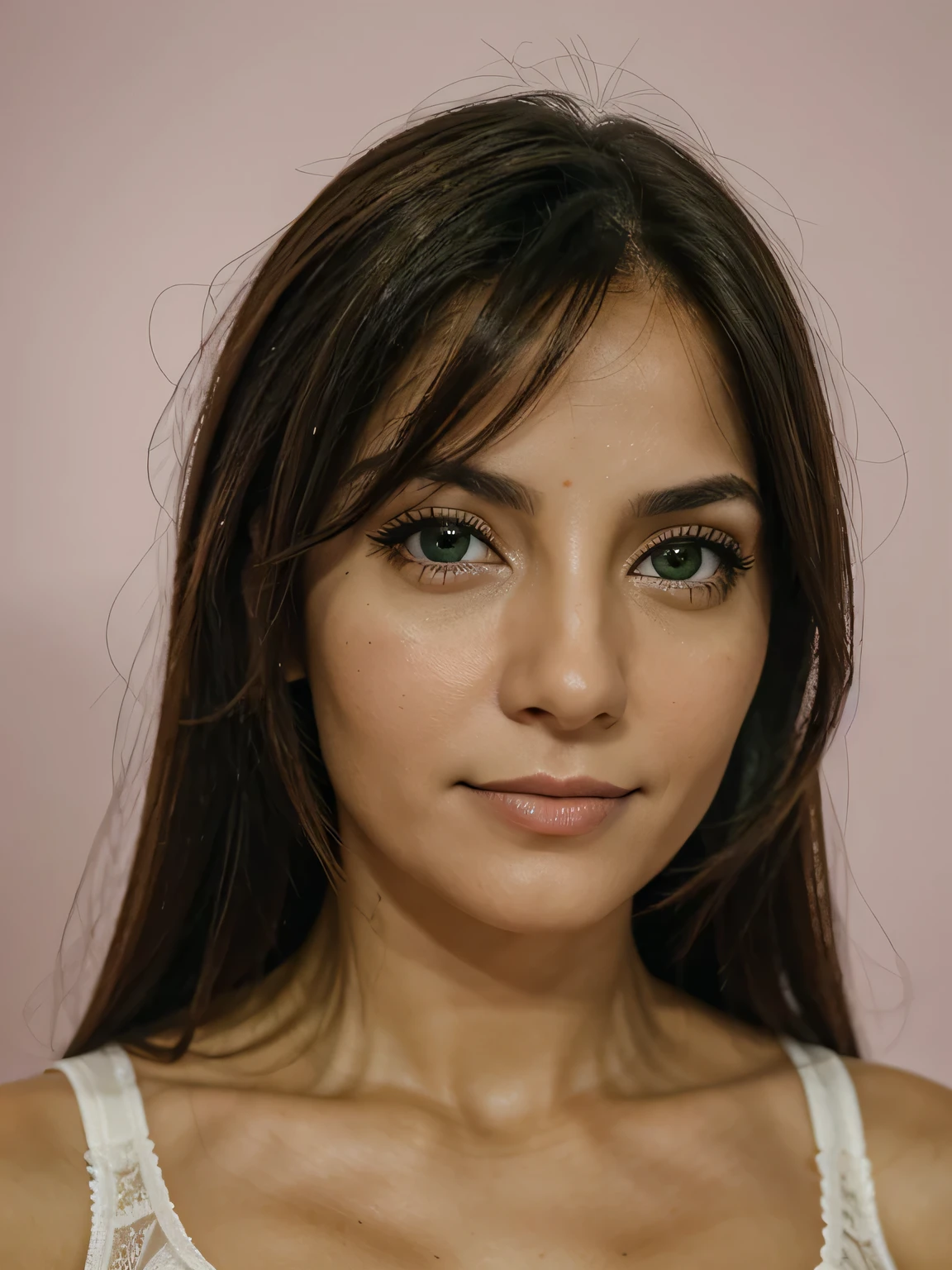 fotografia de uma mulher de 28 anos, ultra realista), (front position), (olhos verdes claros), cabelos castanhos claros, sardas pelo corpo, camisa social preto, clinical psychologist