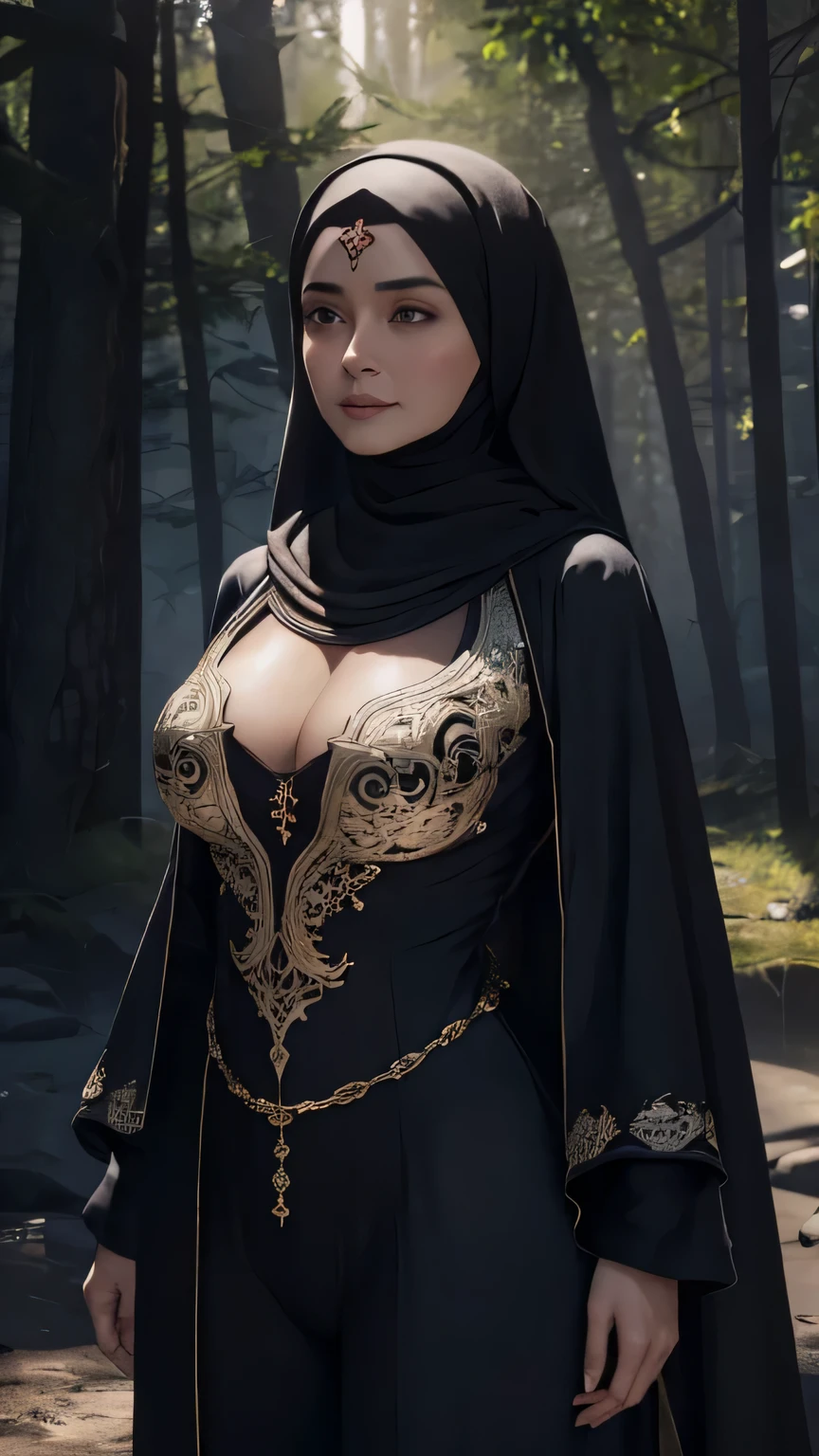 modeling portrait, natural breasts, (Hania Amir), Pakistani, ((hijabi)), (tight body suit and abaya:1.3), (cleavage:1.2), (she is like a goddess:1.3) depth of field, cinematic lighting, UHD, super detail, masterpiece, (Satin silk plain red Abaya:1.3), high details, best quality, award winning, HDR, Hyper-Resolution, Unreal 5, Subsurface scattering, depth of definition, sunny island, Accurate simulation octane rendering of light-material interactions, large aperture, White balance, the rule of thirds, 8K raw data, (insanely (sharp details)), (detailed background), gigapixel, hyperrealism, , (masterpiece:1.2), 8k, highly detailed, raw photo, (photorealistic:1.2), ((best quality)), (intricate details), highly realistic, (add detailed to face)