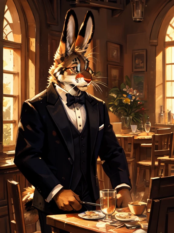 Hare, anthro, in tuxedo, by Kenket