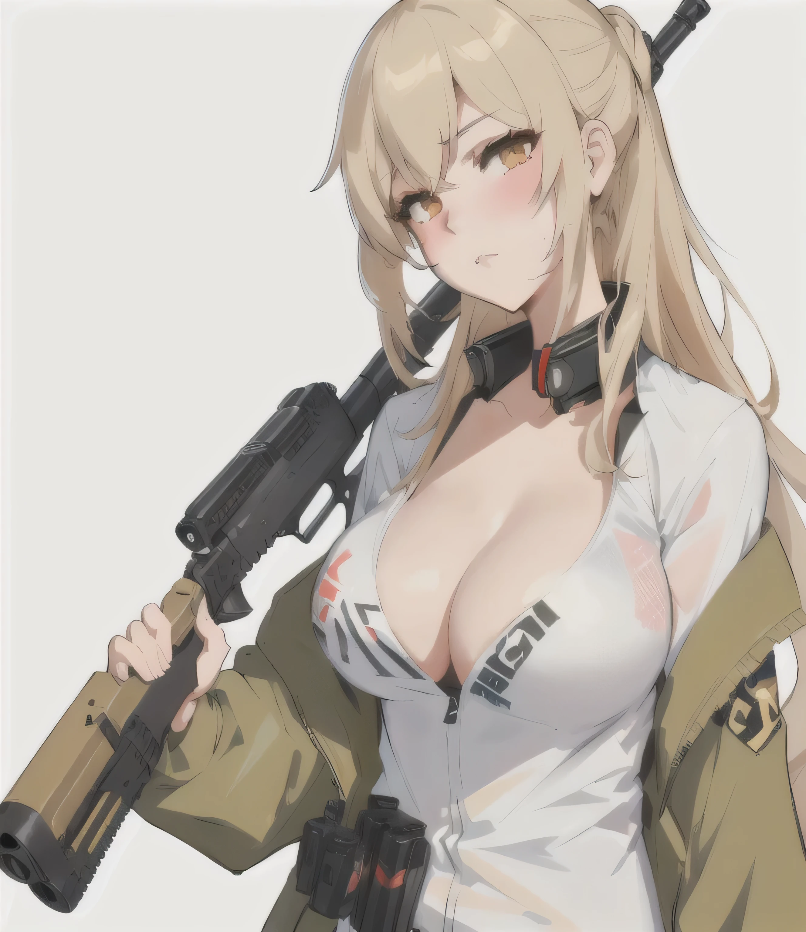 anime girl with a gun and a jacket, fine details. girls frontline, from girls frontline, m4 sopmod ii girls frontline, with rifle, seductive anime girl, girls frontline style, guweiz, guweiz on artstation pixiv, girls frontline cg, guweiz on pixiv artstation, girls frontline