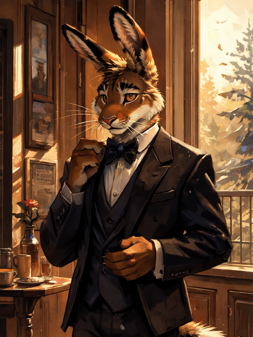 Hare, anthro, in tuxedo, by Kenket