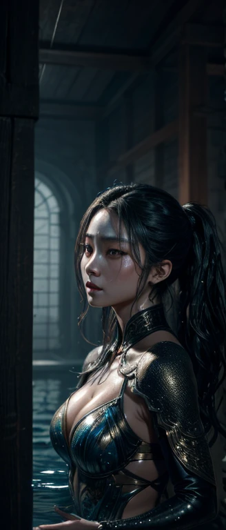 (Rich picture,masterpiece级品质)Exquisite 8K CG works,Practical, 4K, top quality、masterpiece、Ultra-high resolution、(Practical:1.4)、A female mutant that lives in water