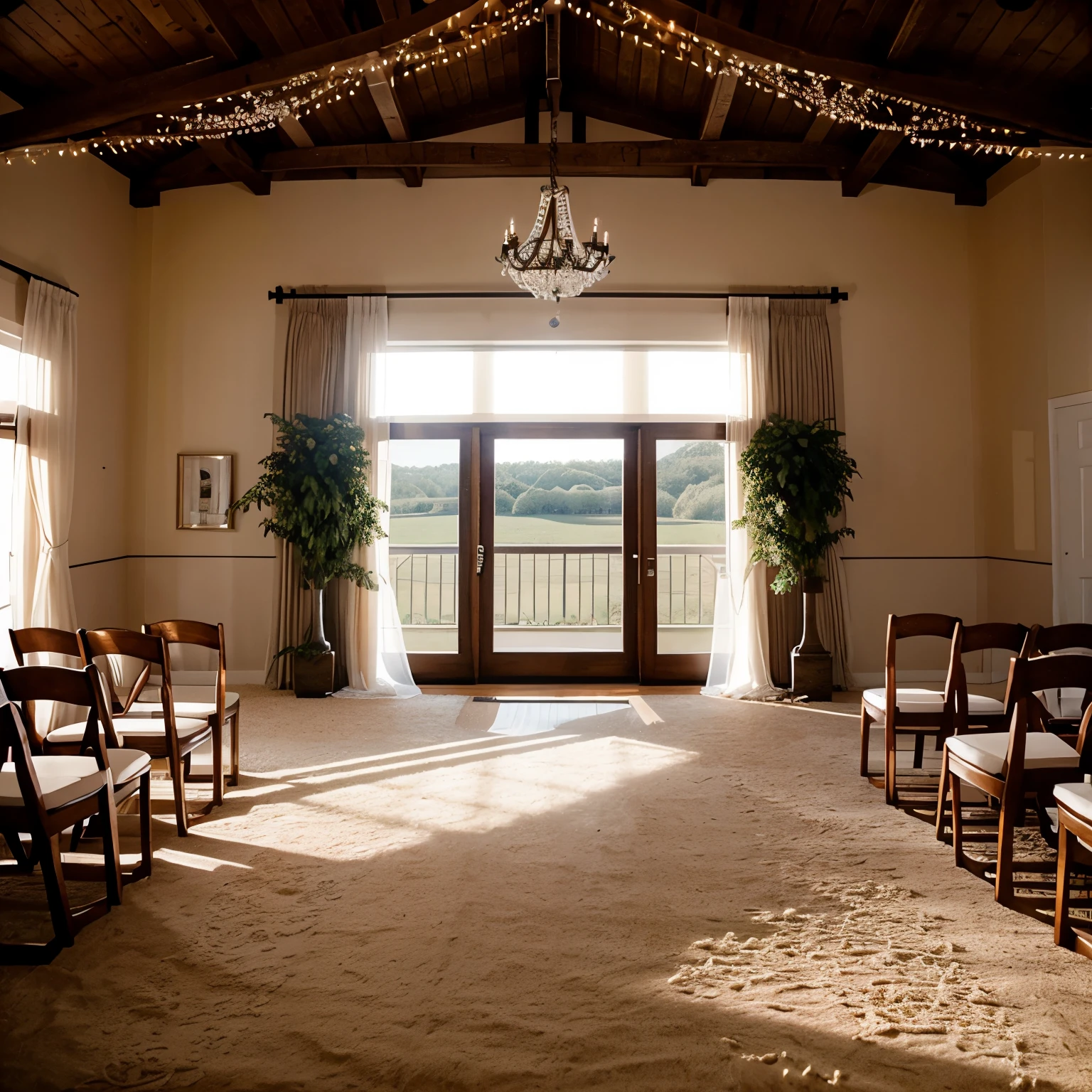 Design a room for a wedding with a delicate setting