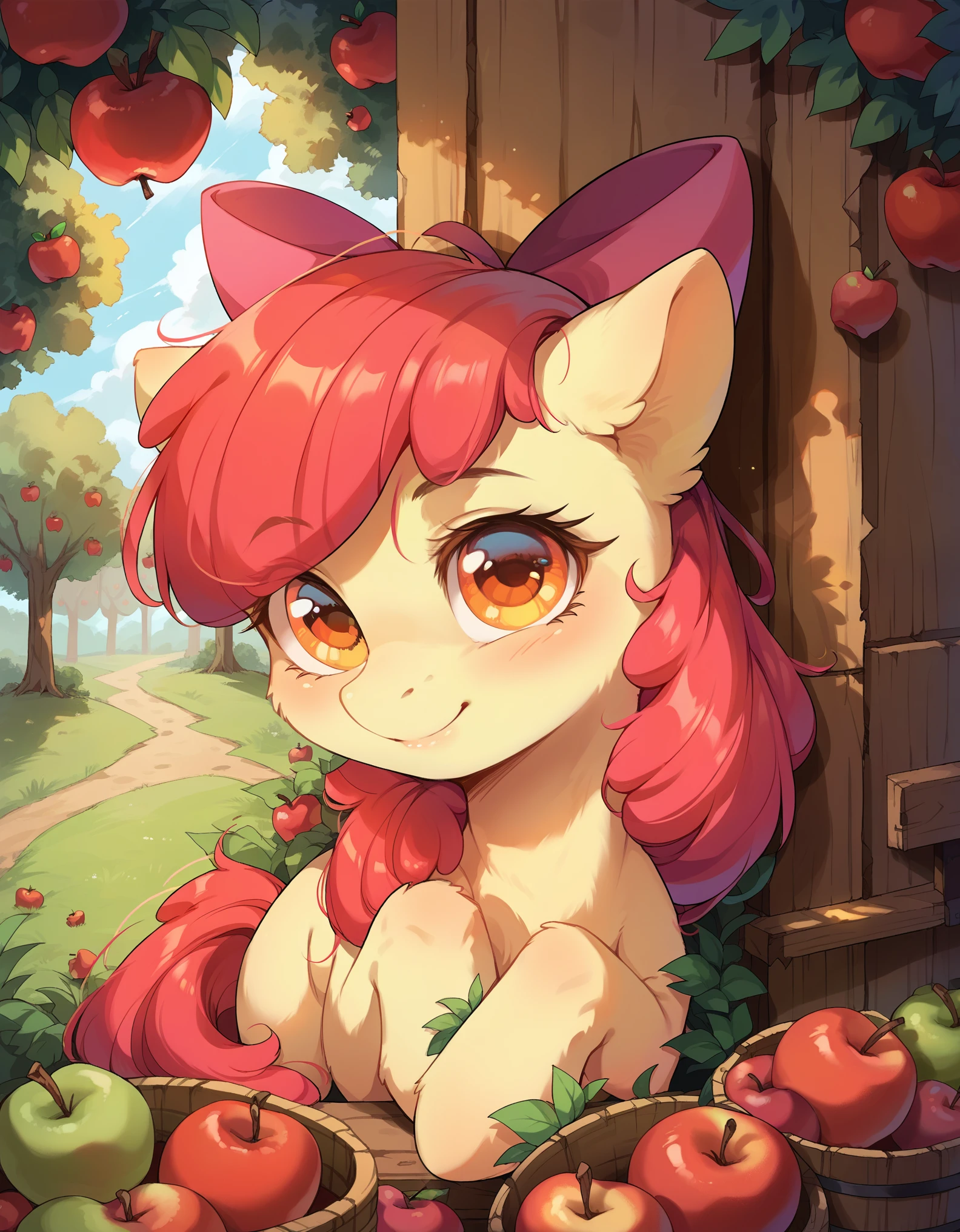 score_9, score_8_up, score_7_up, score_6_up, best quality, highres, source_furry, solo, feral, apple bloom, , young,