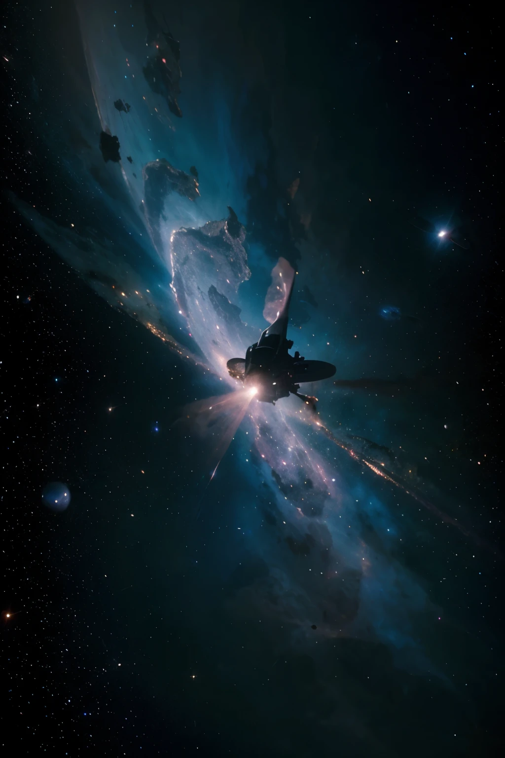spaceship in nebula, seeing the space, beauty, full quality, aliens