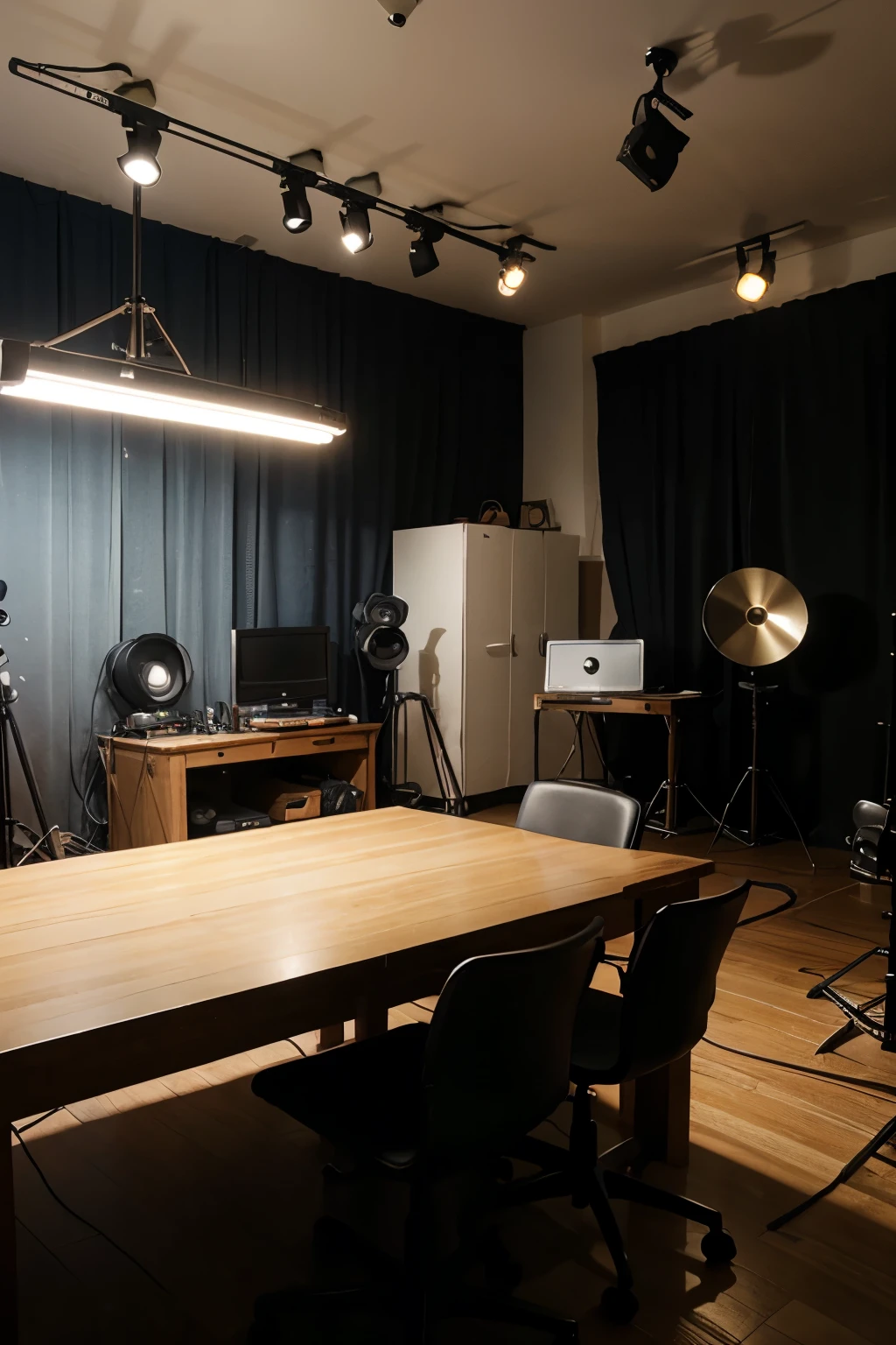 Realistic, studio, home, camera, photoshoot, photoshoot equipment, lights