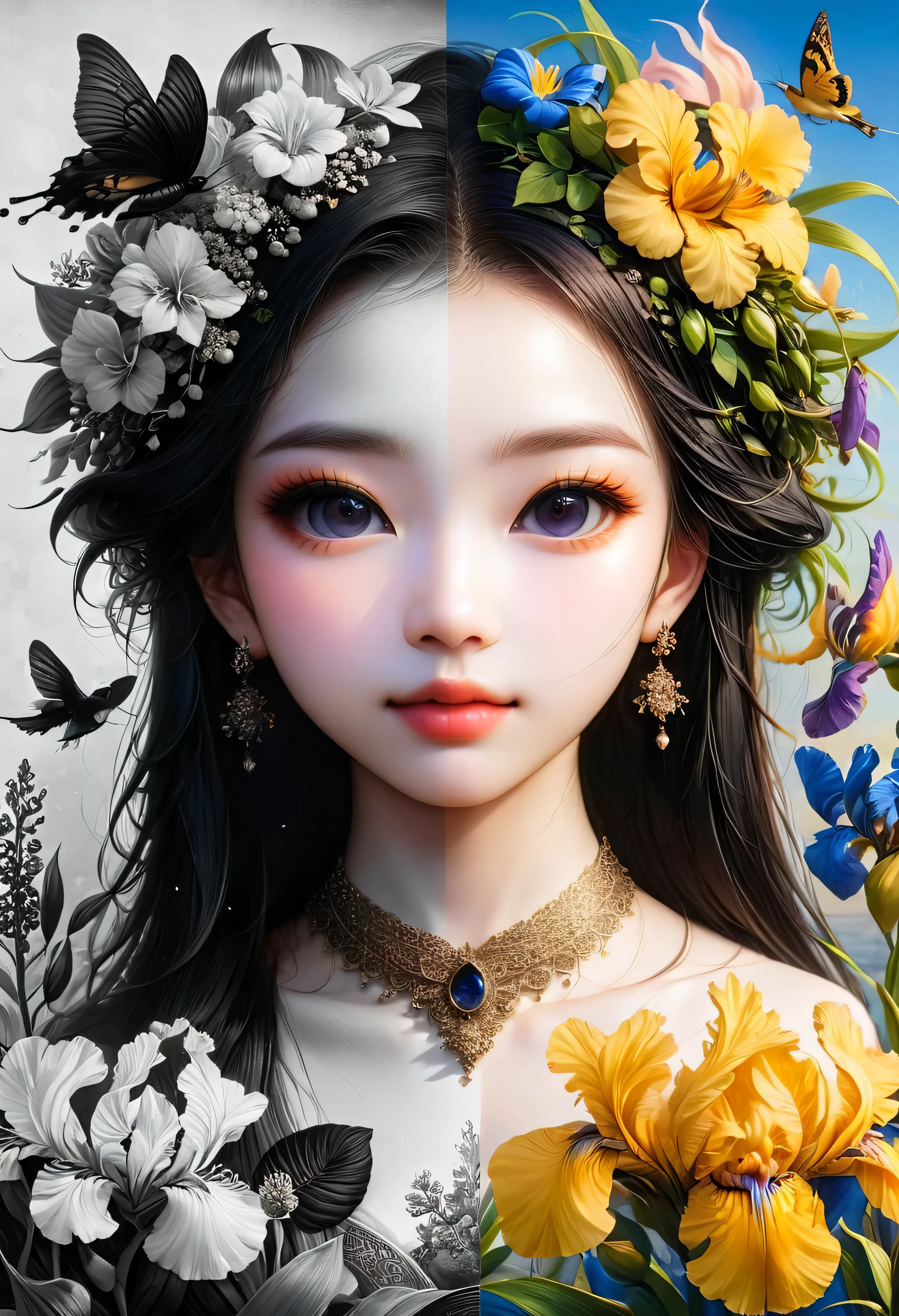 (RAW-Foto, best quality), (realistisch, Photo realistisch: 1.3), best quality, sehr detailliert, Meisterwerk, Hyperdetail, Illustration, 1 girl, dynamischer Winkel, World Meisterwerk Theater, unordentlich_lang_Haar, best quality, sehr detailliertes CG Unity 8k-Hintergrundbild, Ink, Toll, filmische Beleuchtung, lens_Fackel, Full body image: 1.2, dunhuang_Stil, fliegend: 1.2