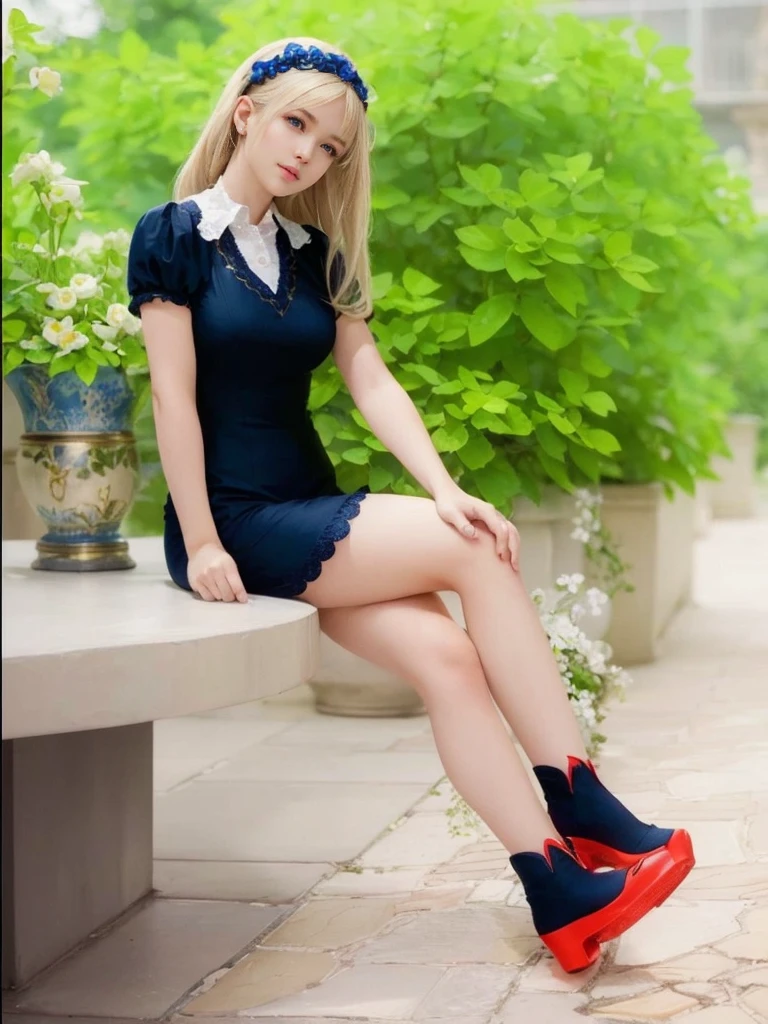 Marie Rose, olhos azuis claros, (melhor qualidade, ultra-detalhado), (realista:1.37), rosto lindo e detalhado, textura ultra-realista, rosto delicado, corpo delicado, batom vermelho, cores brilhantes. High definition, 8k. athletic body,