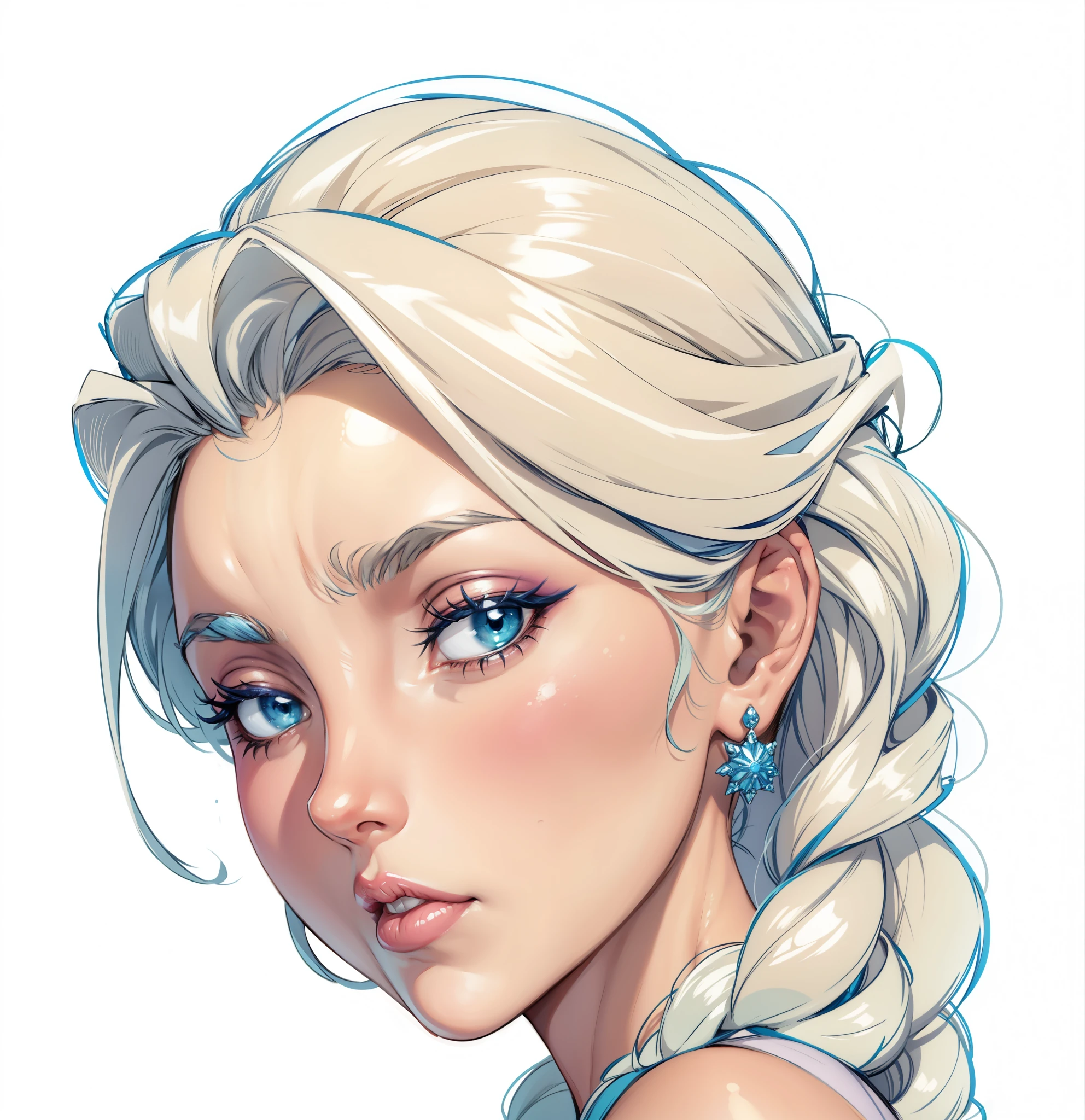 Elsa, Frozen, personagem Feminina, extremamente realista, muito linda, Fitness, bunda grande, pernas grossas, 8K, vestido azul agua, sensual, olhar sedutor