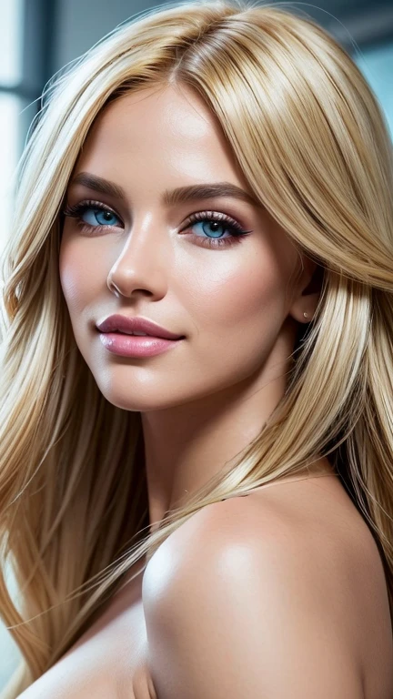 (best quality,ultra-detailed,photo-realistic:1.37),bright and vibrant colors,studio lighting,playful expression,stylish makeup,long blonde hair flowing in the wind,alluring eyes,glossy lips,sexy pose, X-men, 2099, smiling in a confident and seductive way,posing for a professional photoshoot,shallow depth of field,highlighting the main subject,soft natural lighting,creating a dreamy and magical atmosphere.