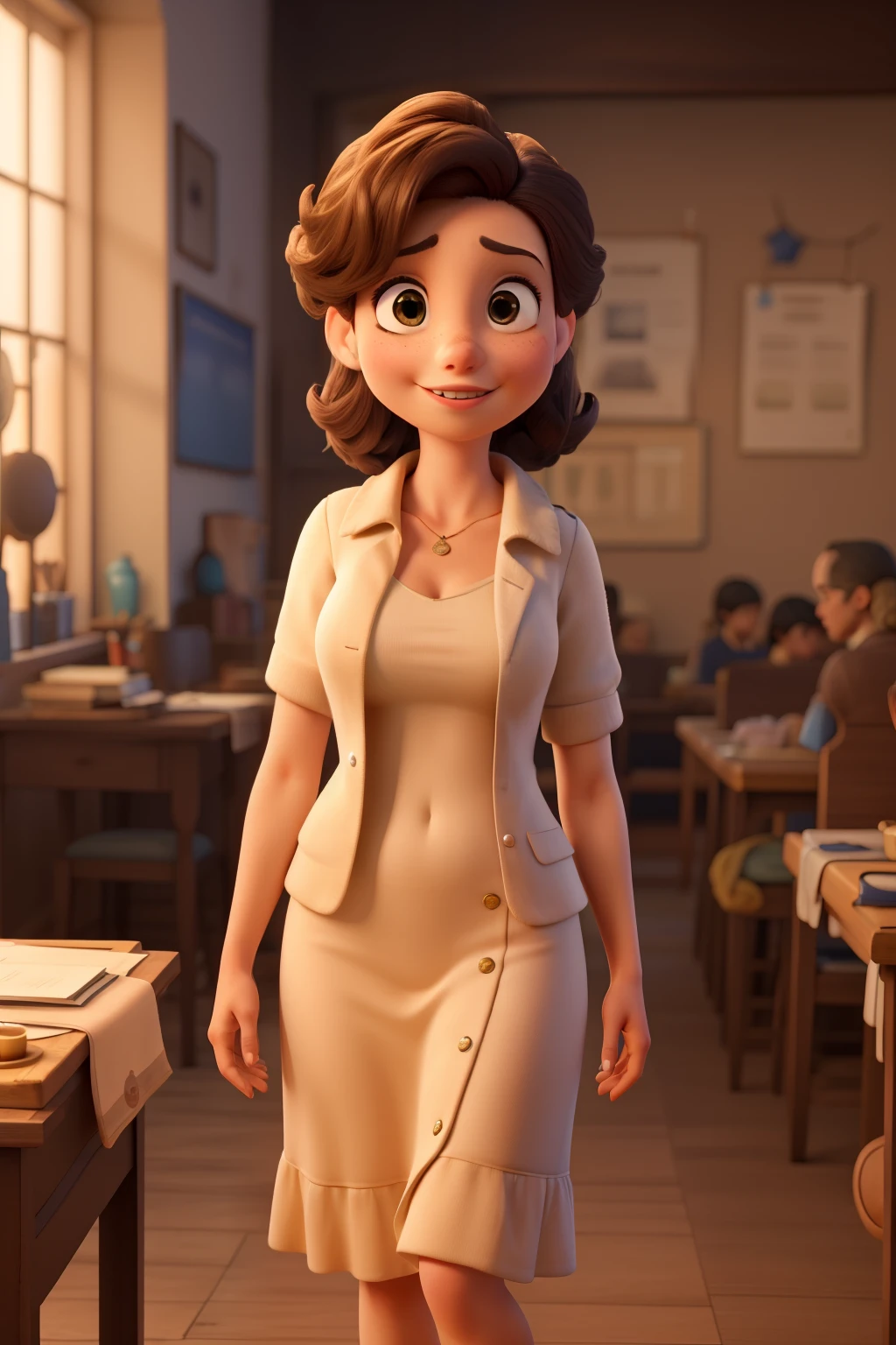 Profesora tipo disney ((mejor calidad)), ((Obra maestra)), (detallado), cara perfecta